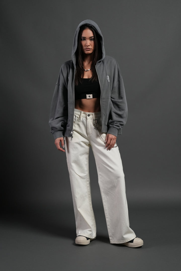 Wlvs Fire Vex Double Zip Hoodie in Slate Gray