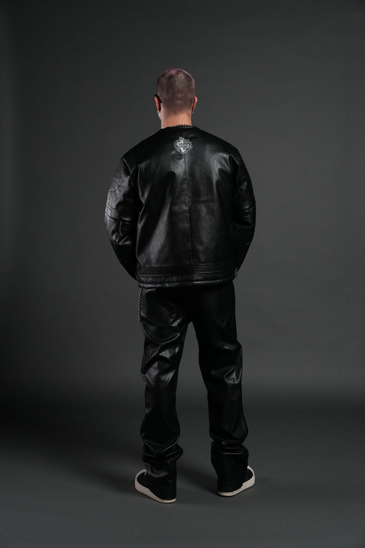Wolves Pyramid Jesse Biker Jacket in Black