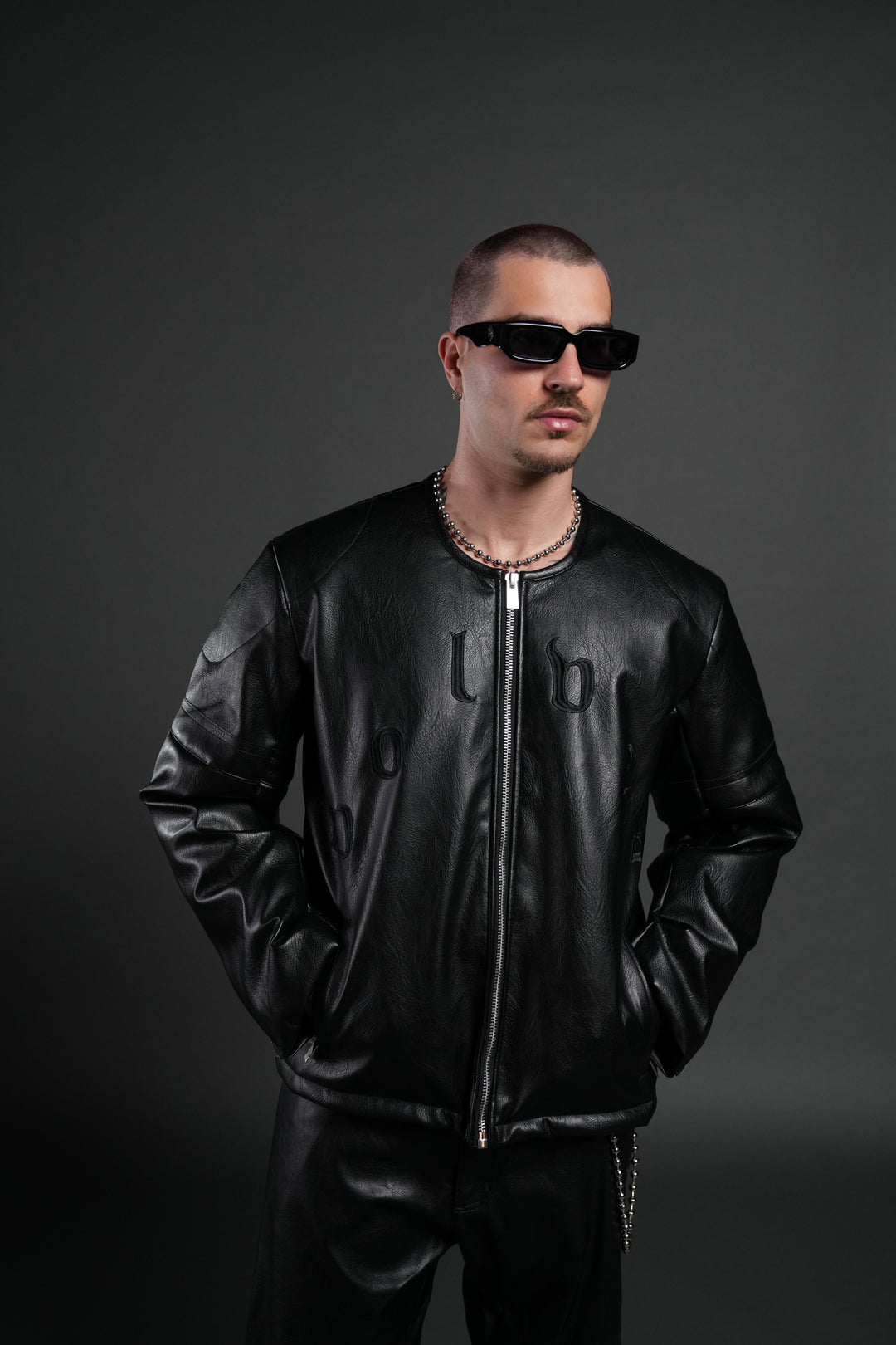 Wolves Pyramid Jesse Biker Jacket in Black