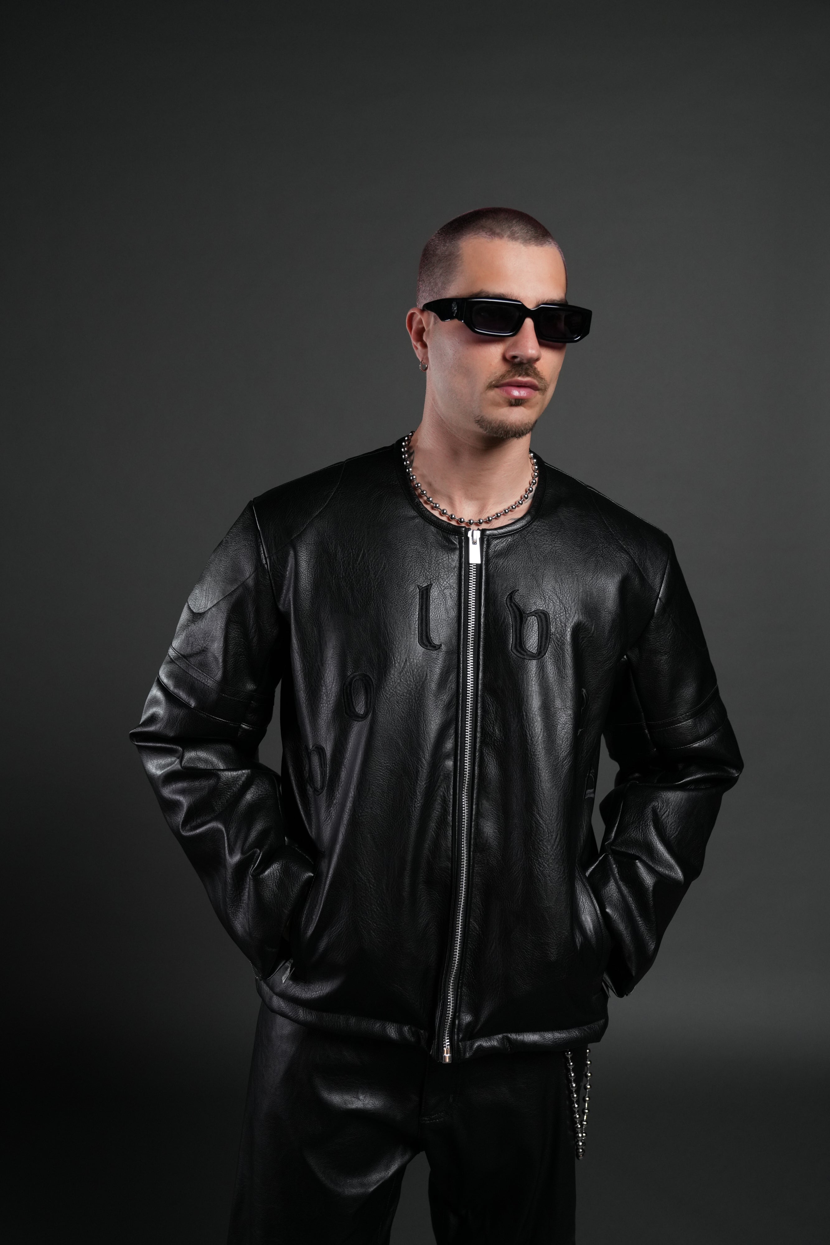 Wolves Pyramid Jesse Biker Jacket in Black