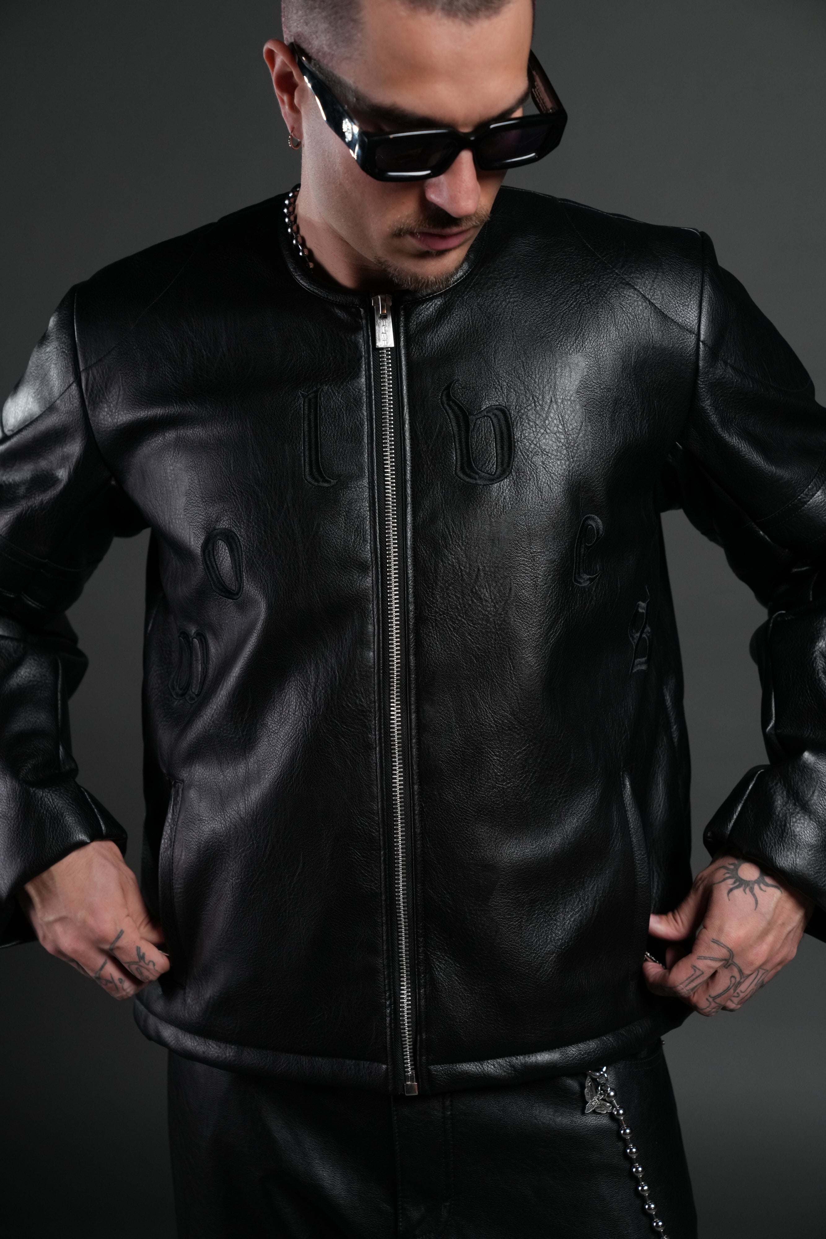 Wolves Pyramid Jesse Biker Jacket in Black