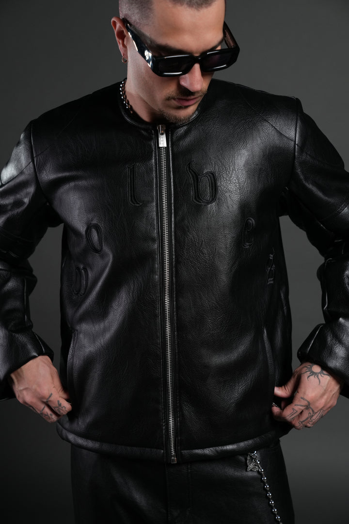Wolves Pyramid Jesse Biker Jacket in Black