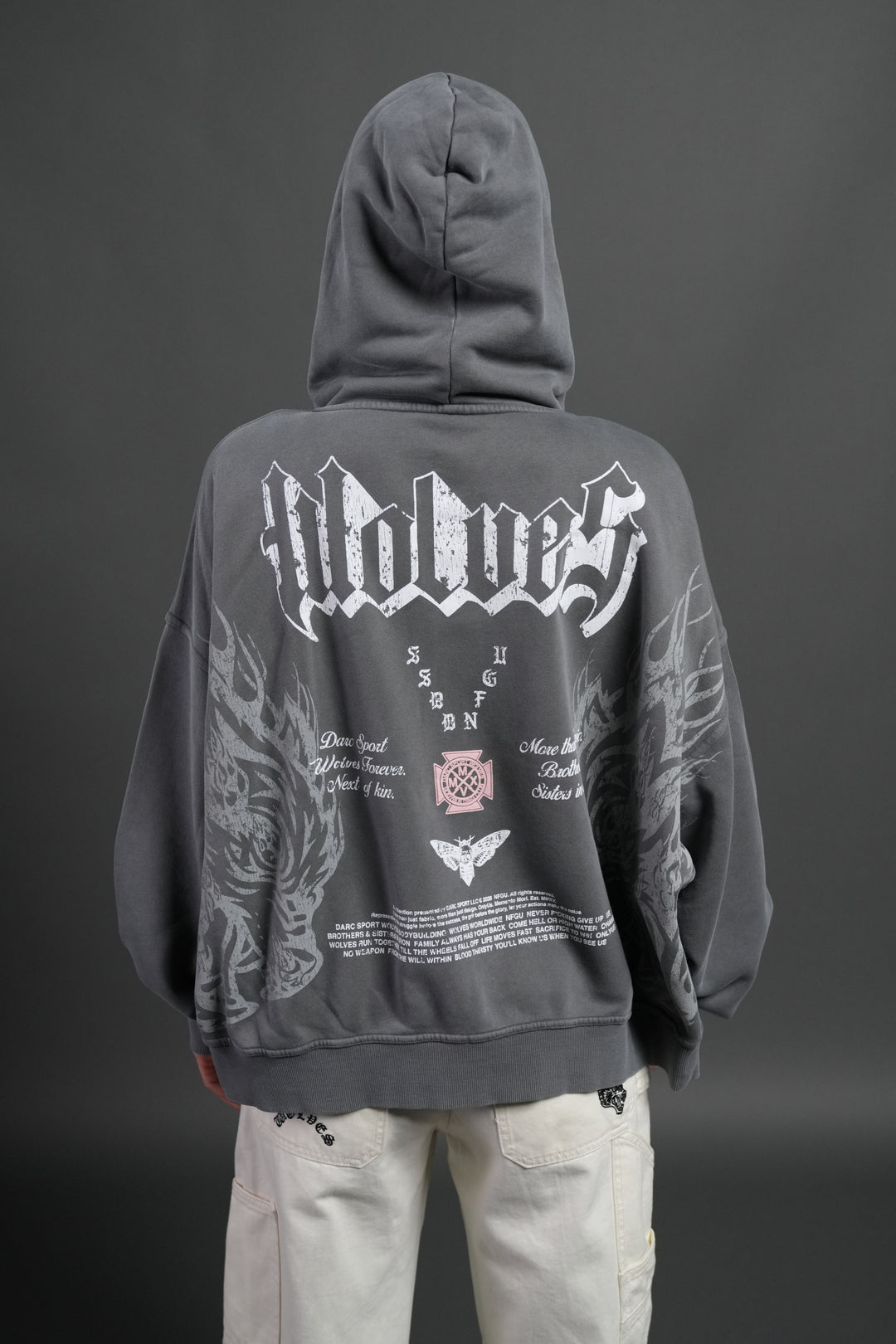 Wlvs Fire Vex Double Zip Hoodie in Slate Gray