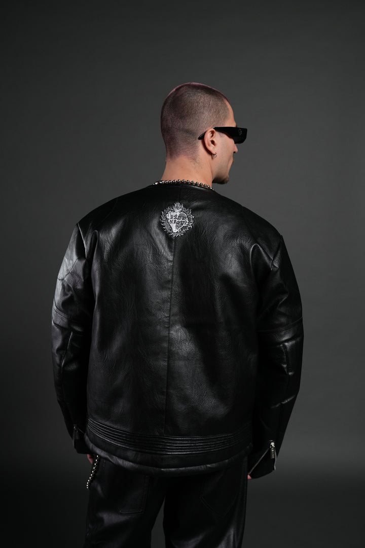 Wolves Pyramid Jesse Biker Jacket in Black