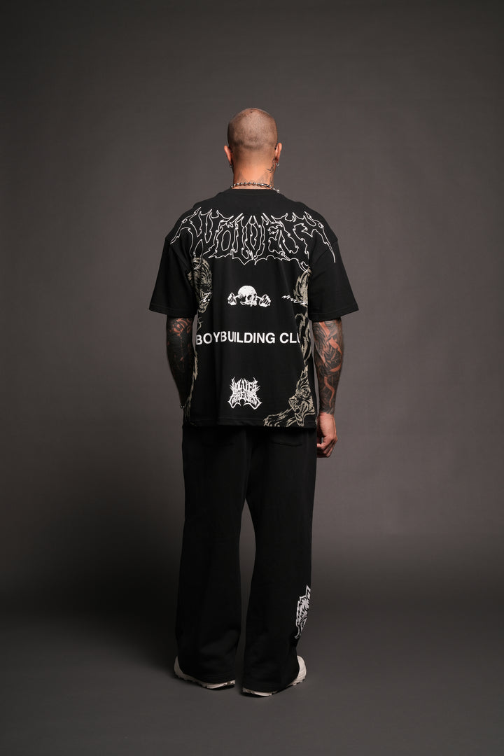 Wolves Bodybuilding Club Premium Tee In Black