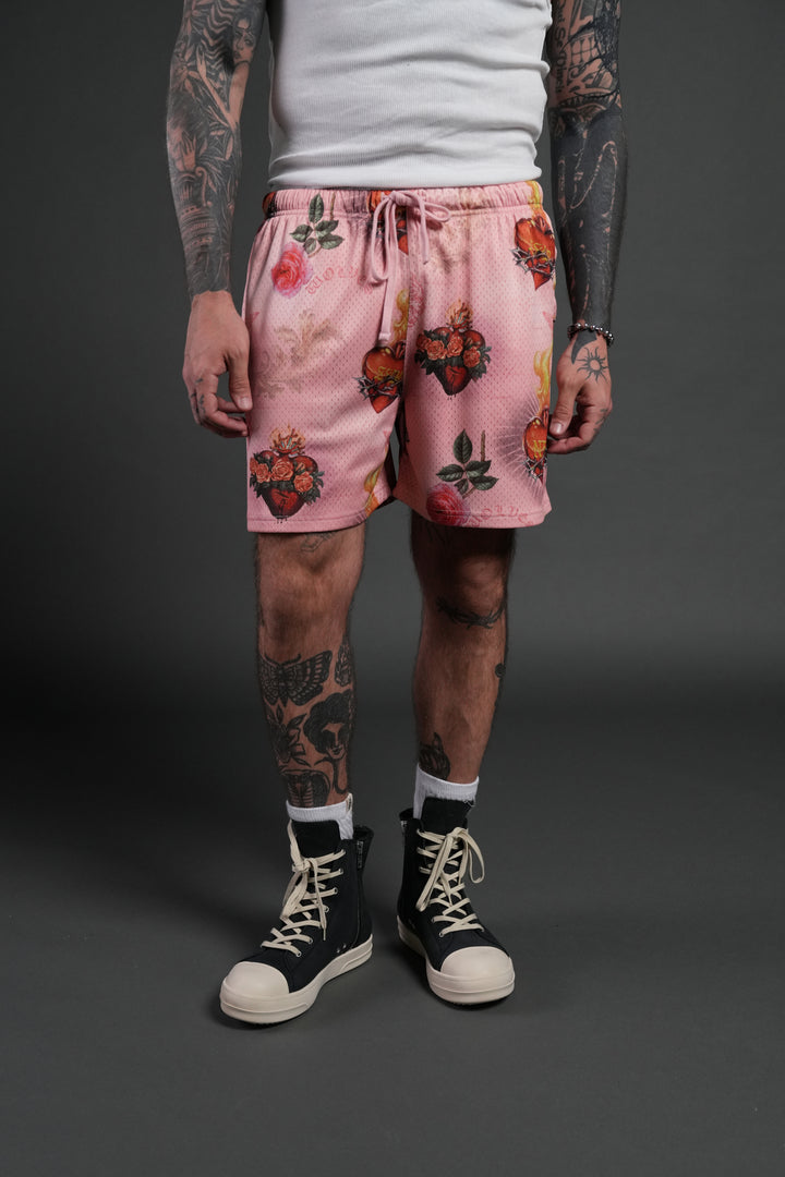 Sacred Path Mesh Shorts in Corazon de Devocion