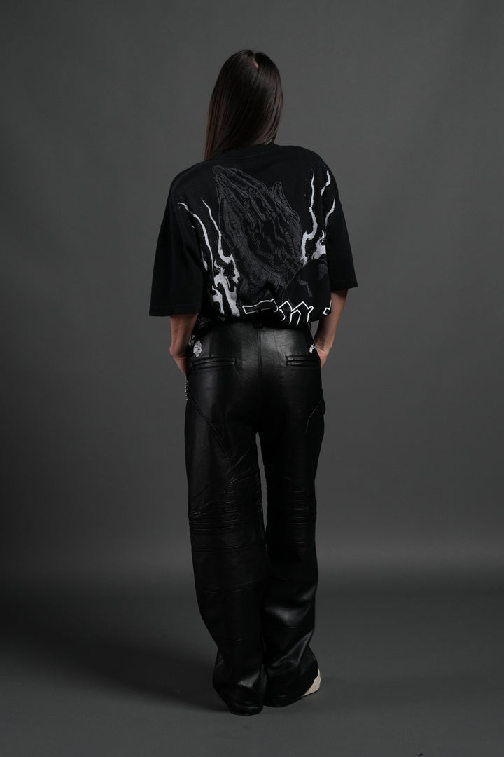 Our Sacrifice Premium Oversized Tee in Black Sun Fade