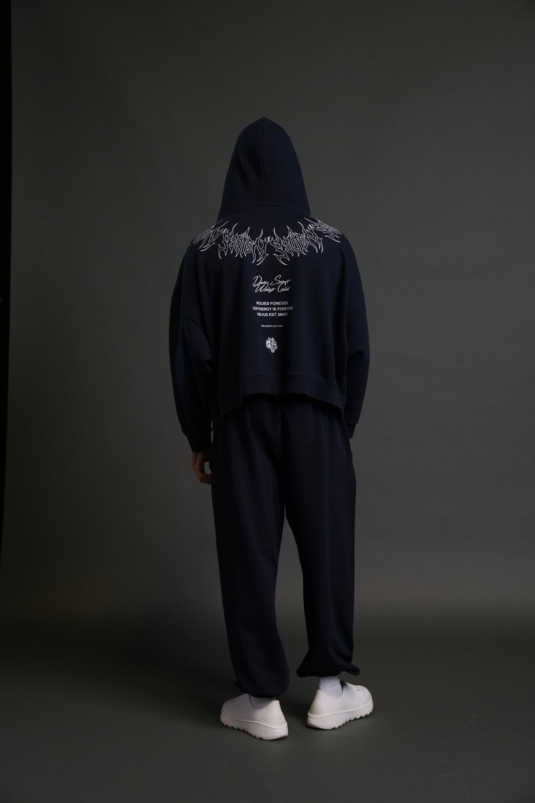 Hesh Core Grunge "Gage Box Cut" Hoodie in Navy