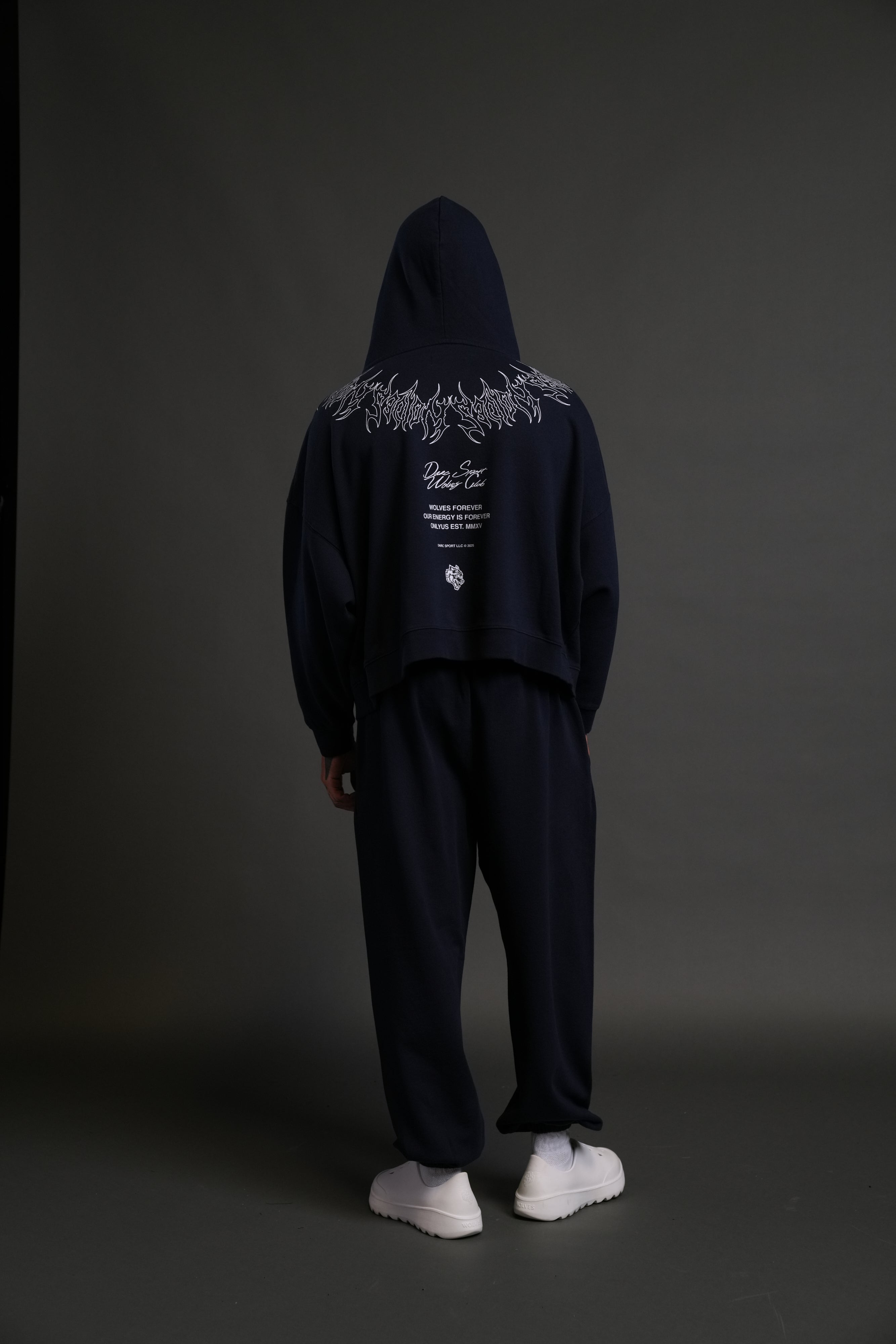 Hesh Core Grunge "Gage Box Cut" Hoodie in Navy