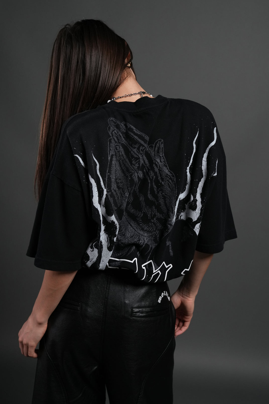 Our Sacrifice Premium Oversized Tee in Black Sun Fade