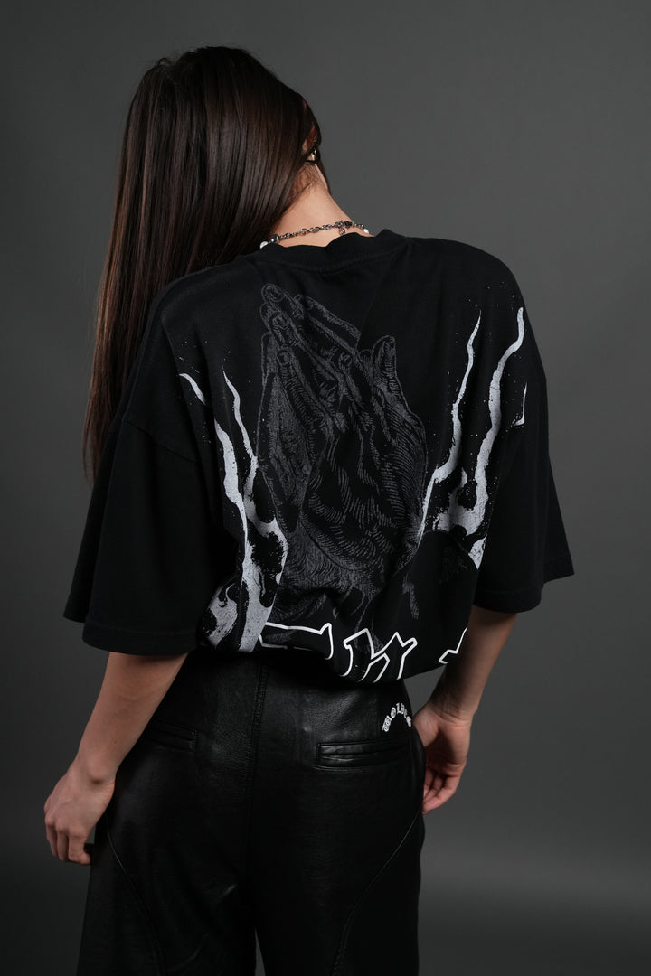 Our Sacrifice Premium Oversized Tee in Black Sun Fade