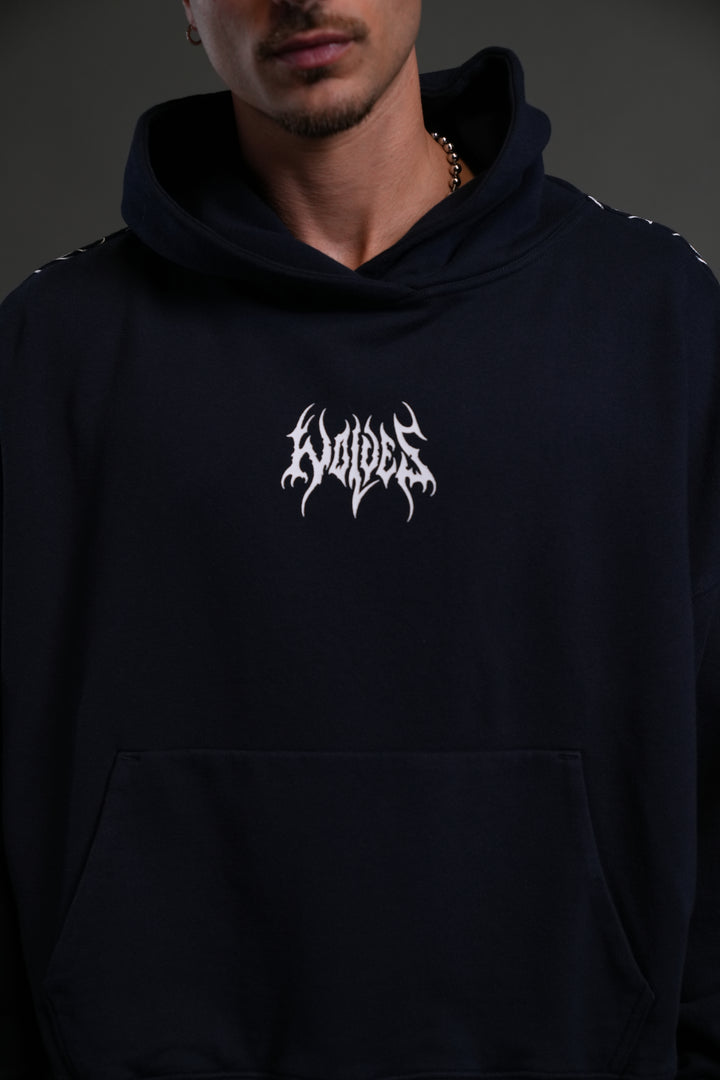 Hesh Core Grunge "Gage Box Cut" Hoodie in Navy