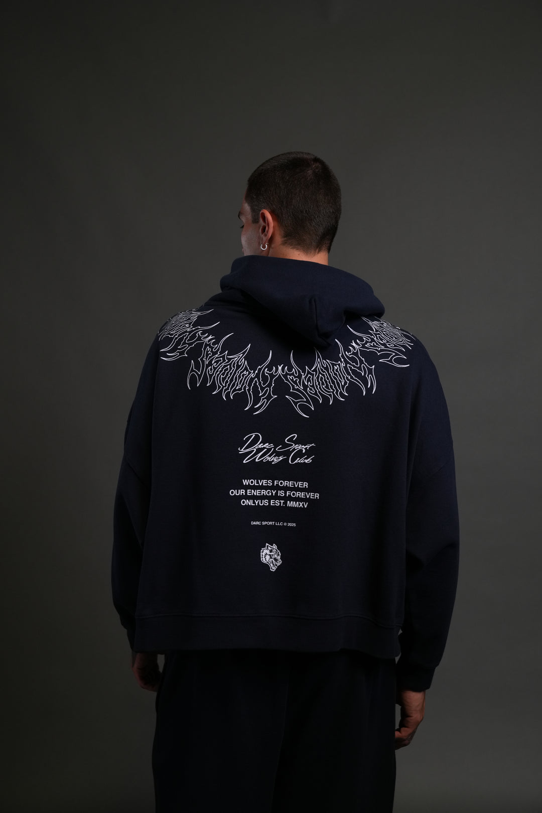 Hesh Core Grunge "Gage Box Cut" Hoodie in Navy