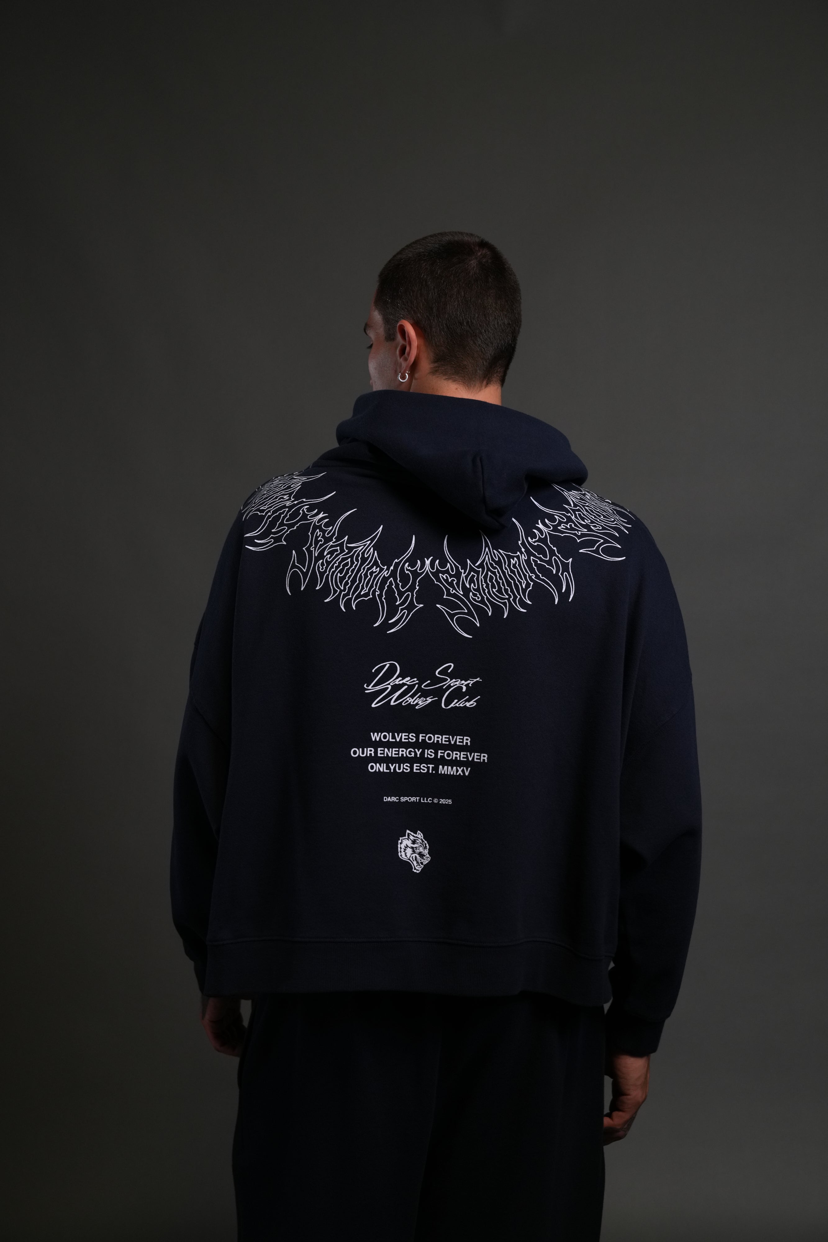 Hesh Core Grunge "Gage Box Cut" Hoodie in Navy