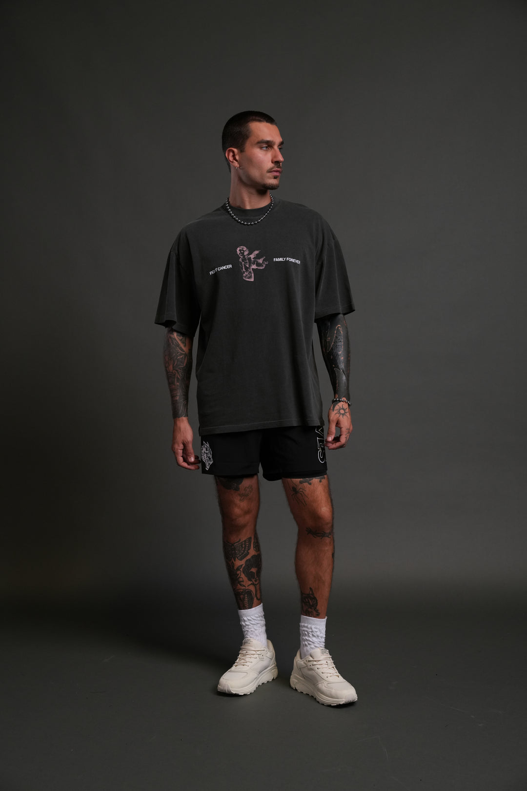 Fight Cancer NFGU "Premium" Oversized Tee in Wolf Gray