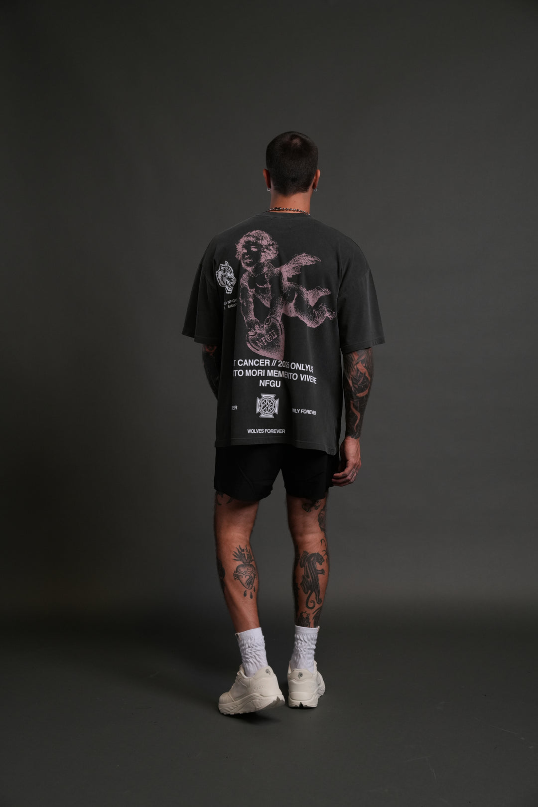 Fight Cancer NFGU "Premium" Oversized Tee in Wolf Gray