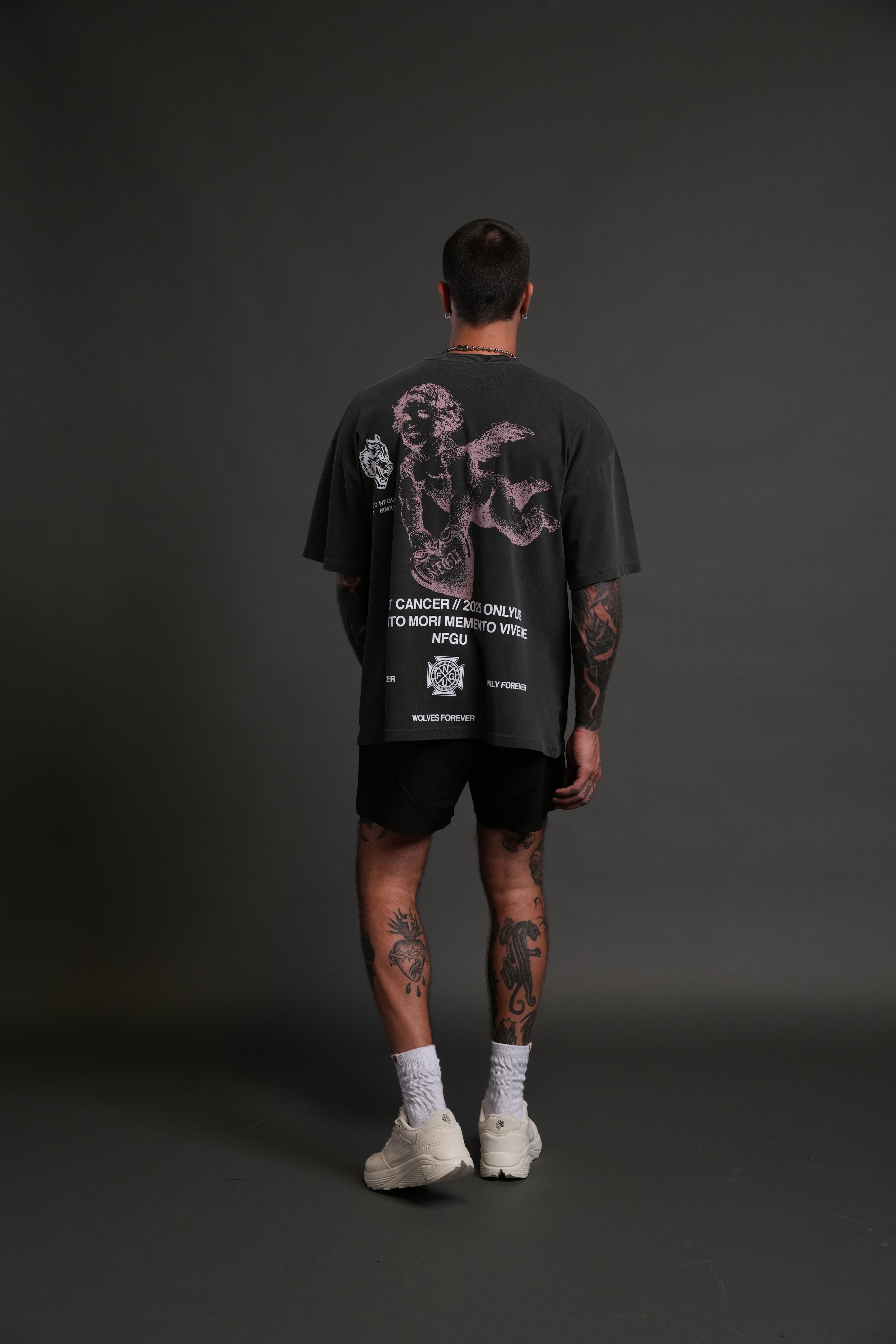 Fight Cancer NFGU "Premium" Oversized Tee in Wolf Gray