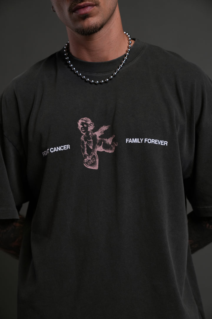 Fight Cancer NFGU "Premium" Oversized Tee in Wolf Gray