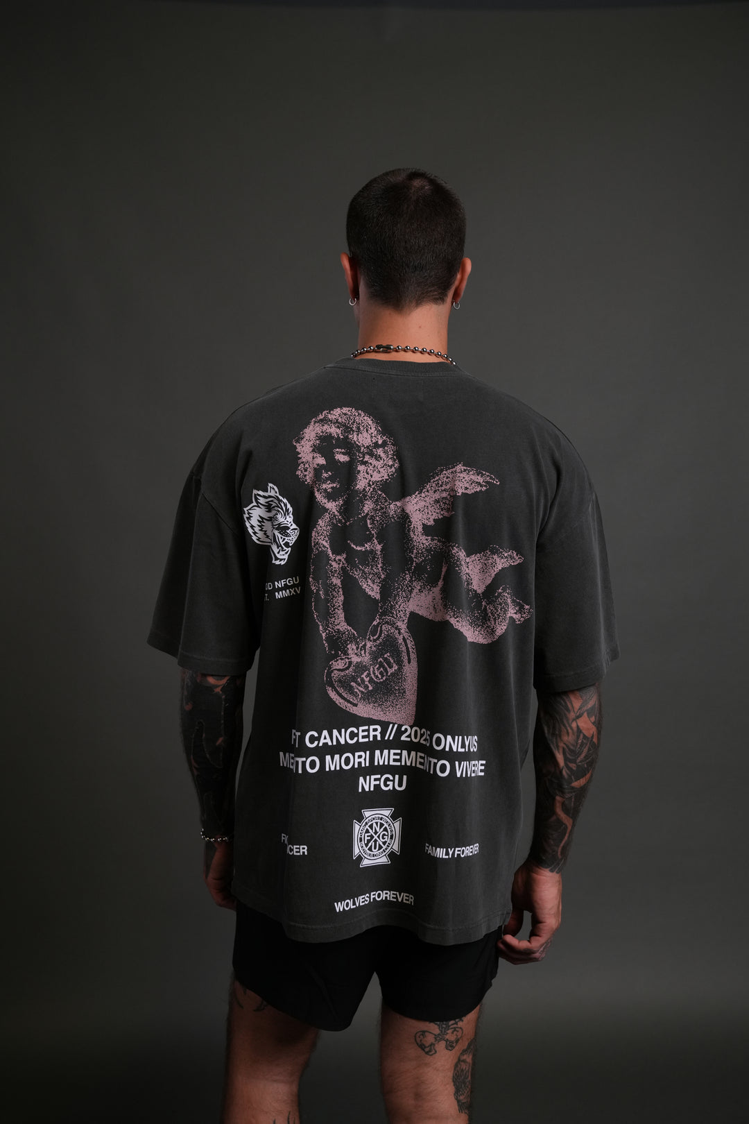 Fight Cancer NFGU "Premium" Oversized Tee in Wolf Gray