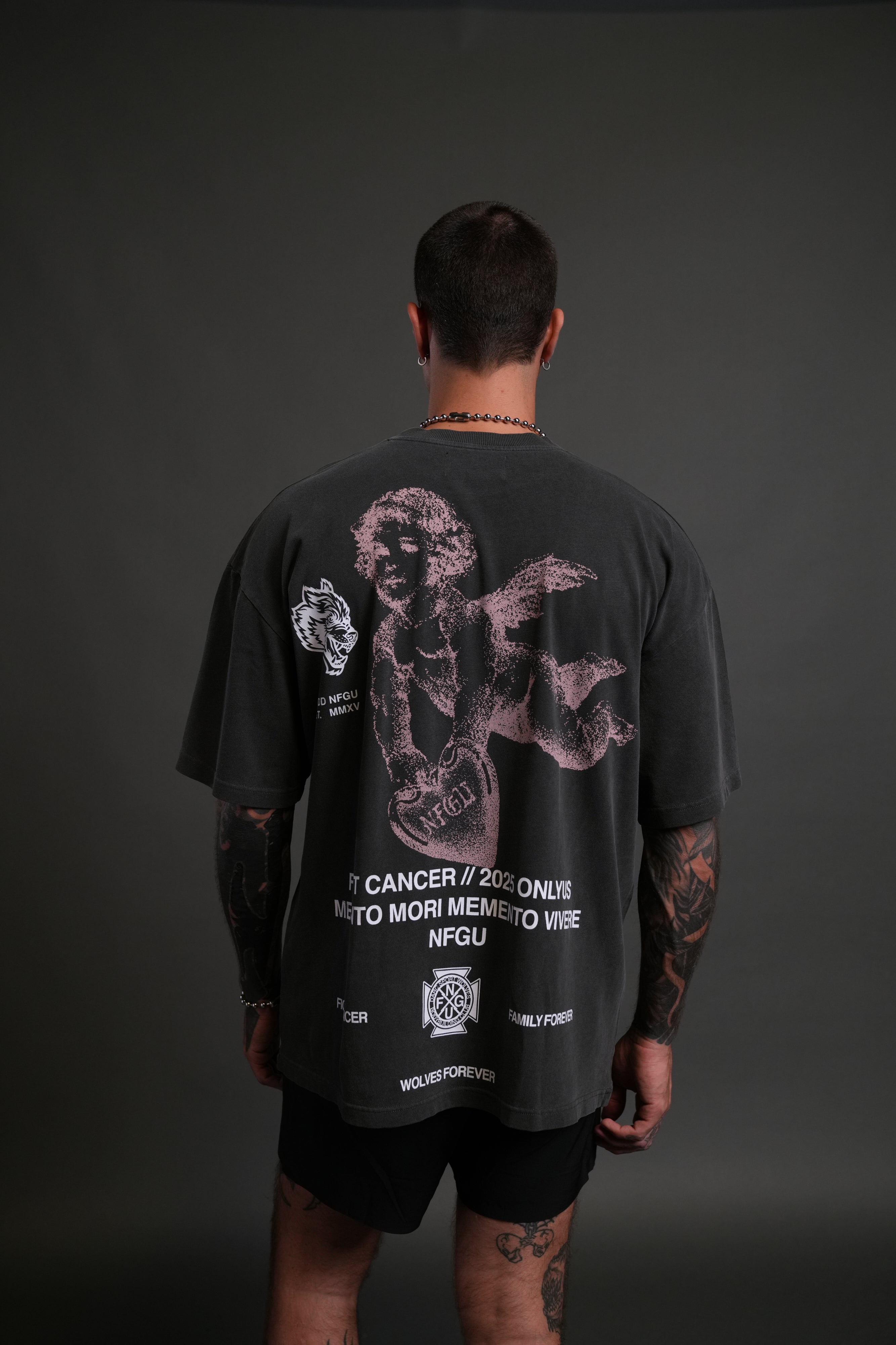 Fight Cancer NFGU "Premium" Oversized Tee in Wolf Gray