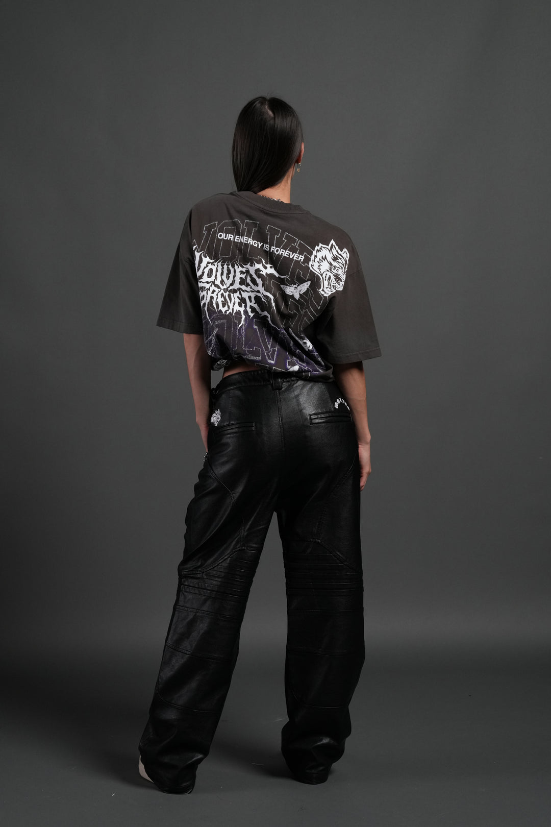 Work In Silence NFGU Grunge Mid Length Raw Hem Tee in Darc Brown Drift Wash