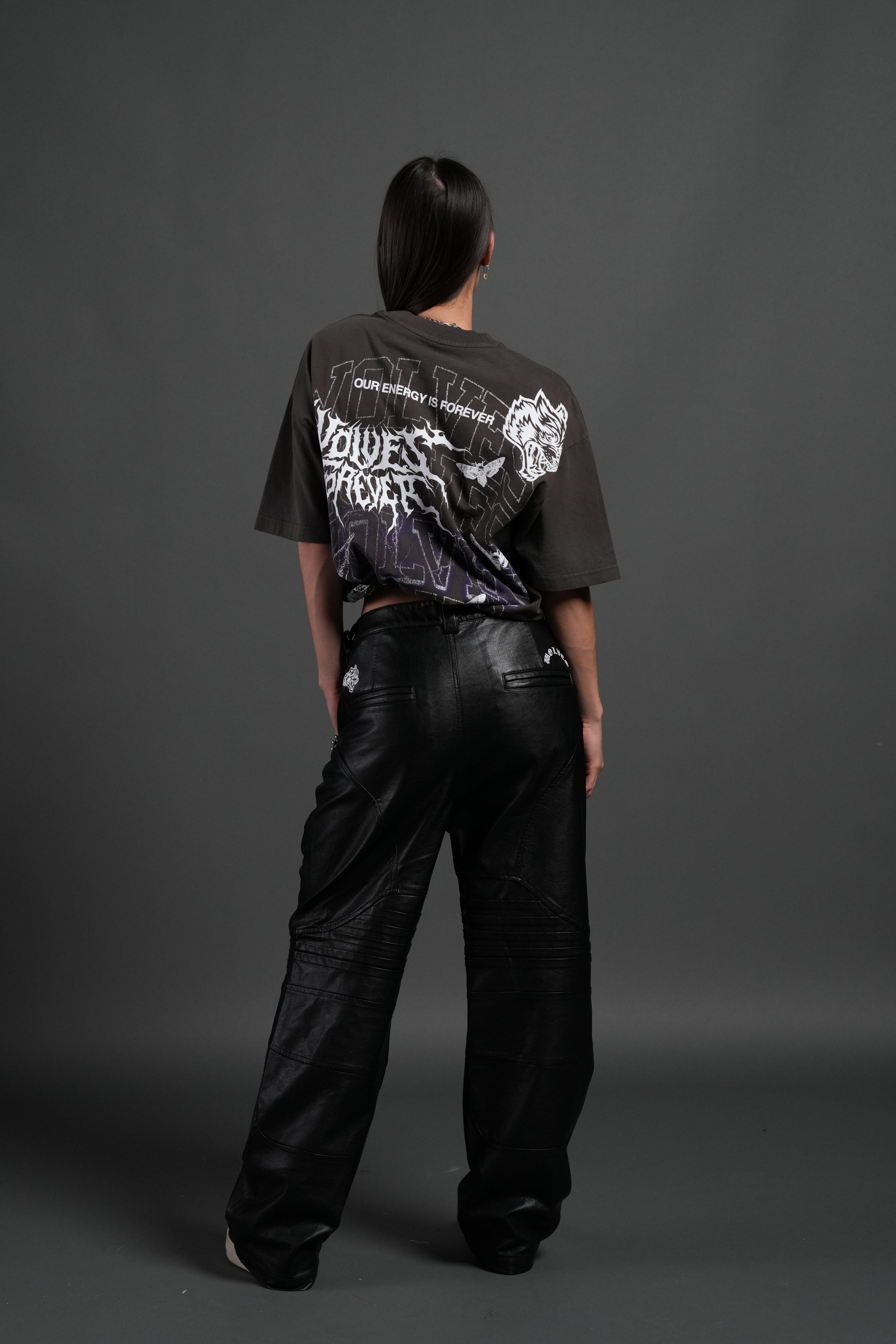 Work In Silence NFGU Grunge Mid Length Raw Hem Tee in Darc Brown Drift Wash