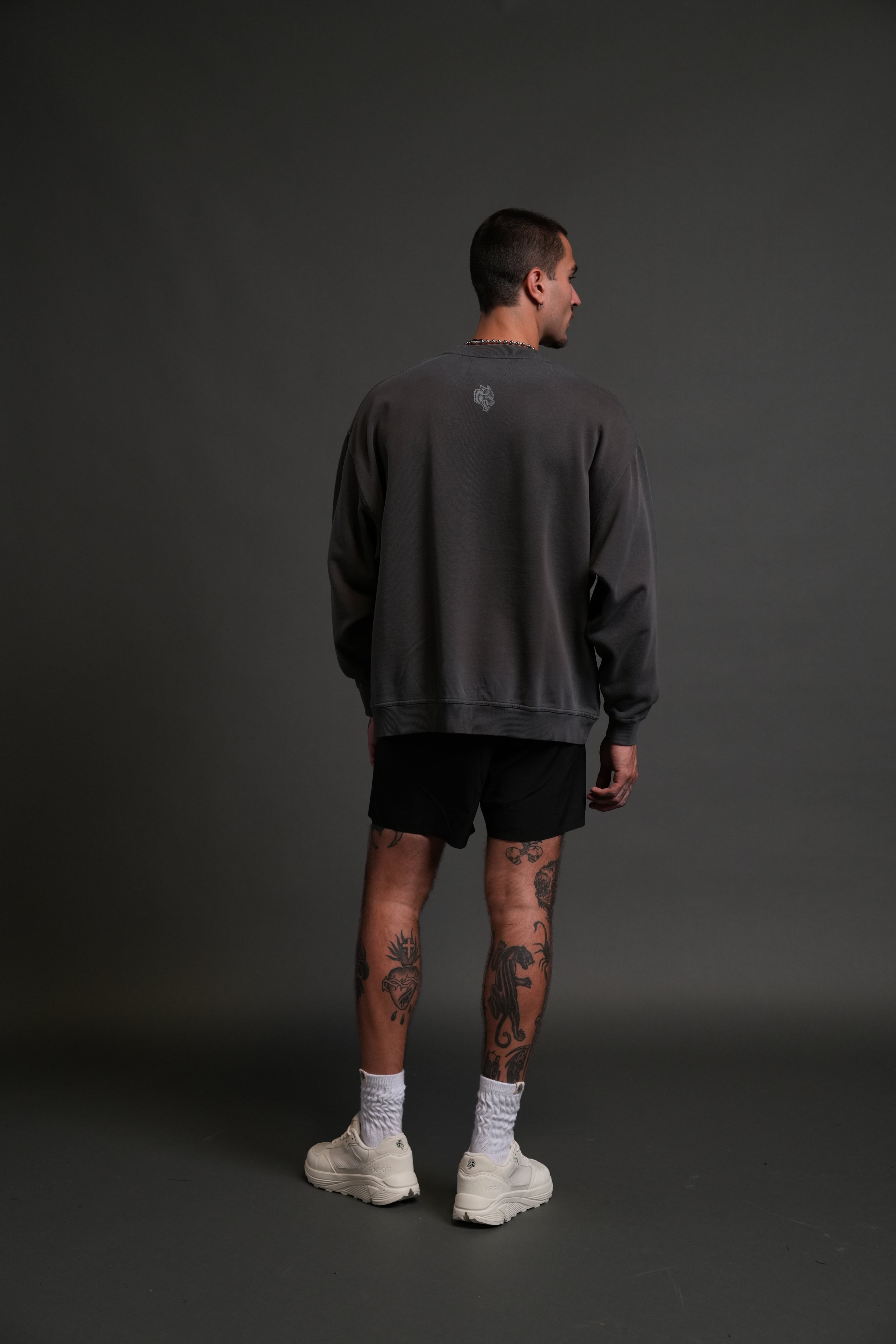 Darc Sport MMXV Grunge Oversized London Unisex Crewneck in Wolf Gray Drift Wash