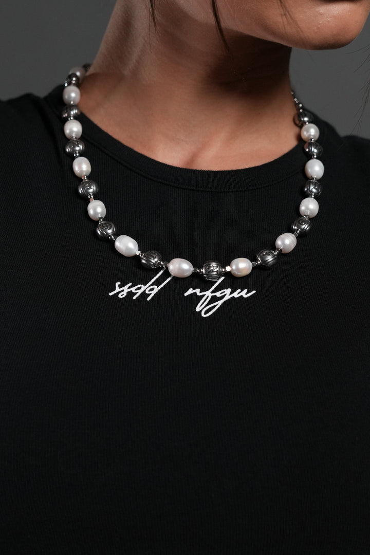 Our Mantra Big Pearl Necklace in Pearl White