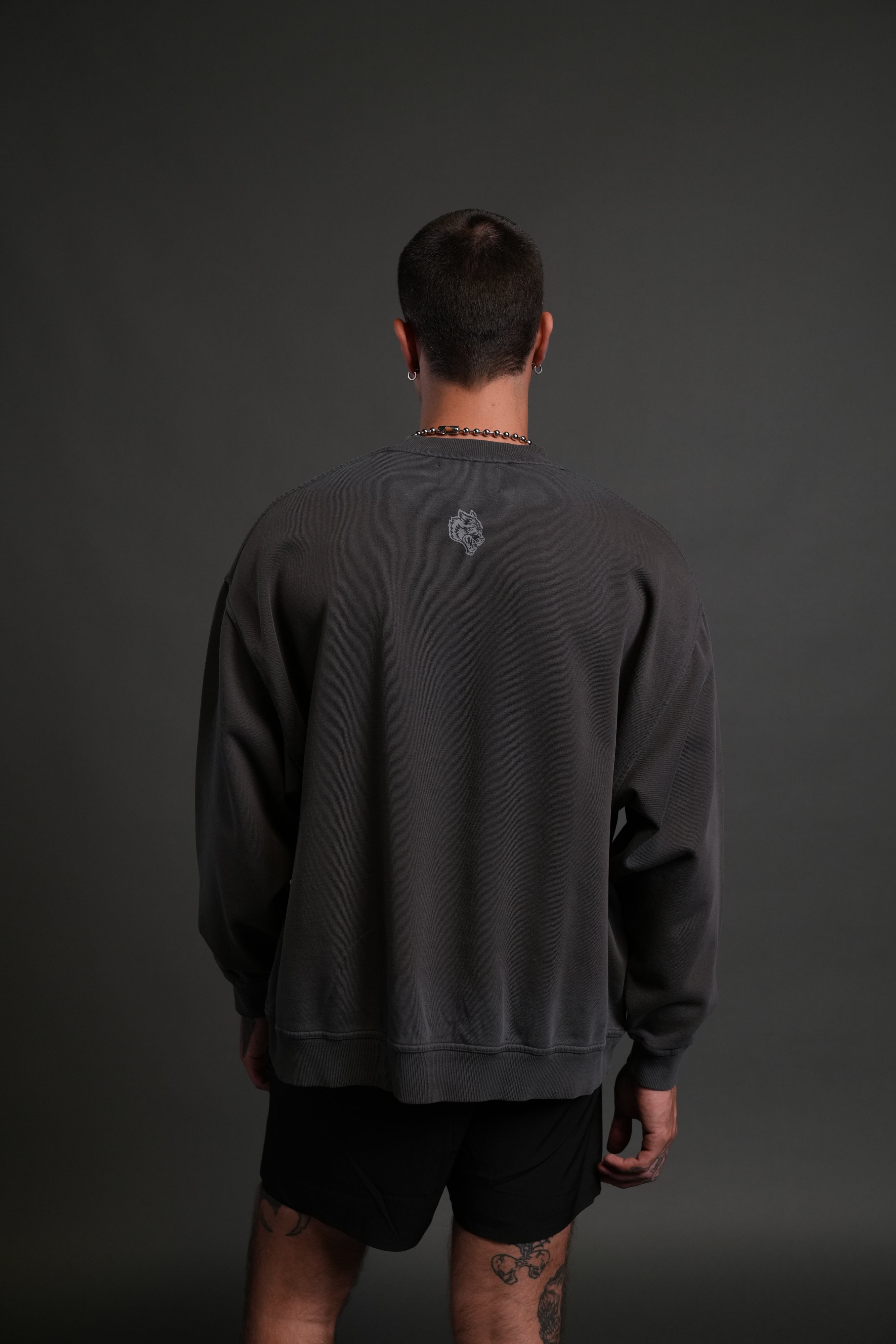 Darc Sport MMXV Grunge Oversized London Unisex Crewneck in Wolf Gray Drift Wash