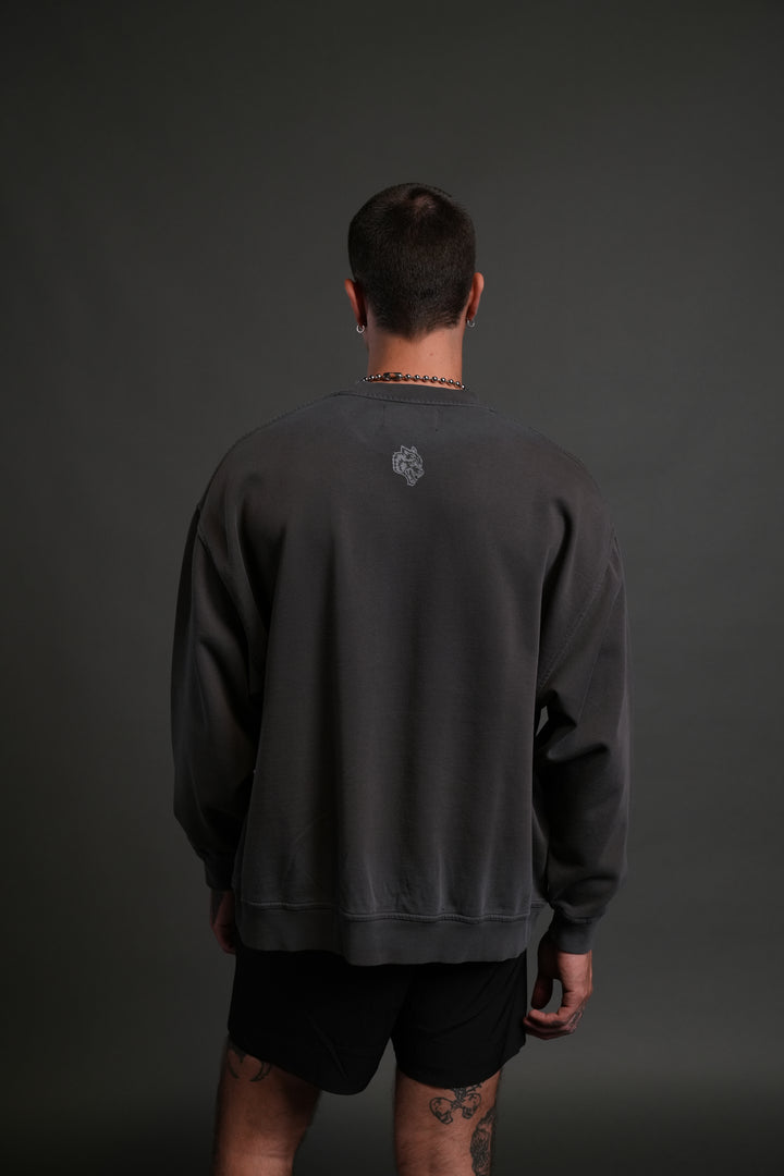 Darc Sport MMXV Grunge Oversized London Unisex Crewneck in Wolf Gray Drift Wash