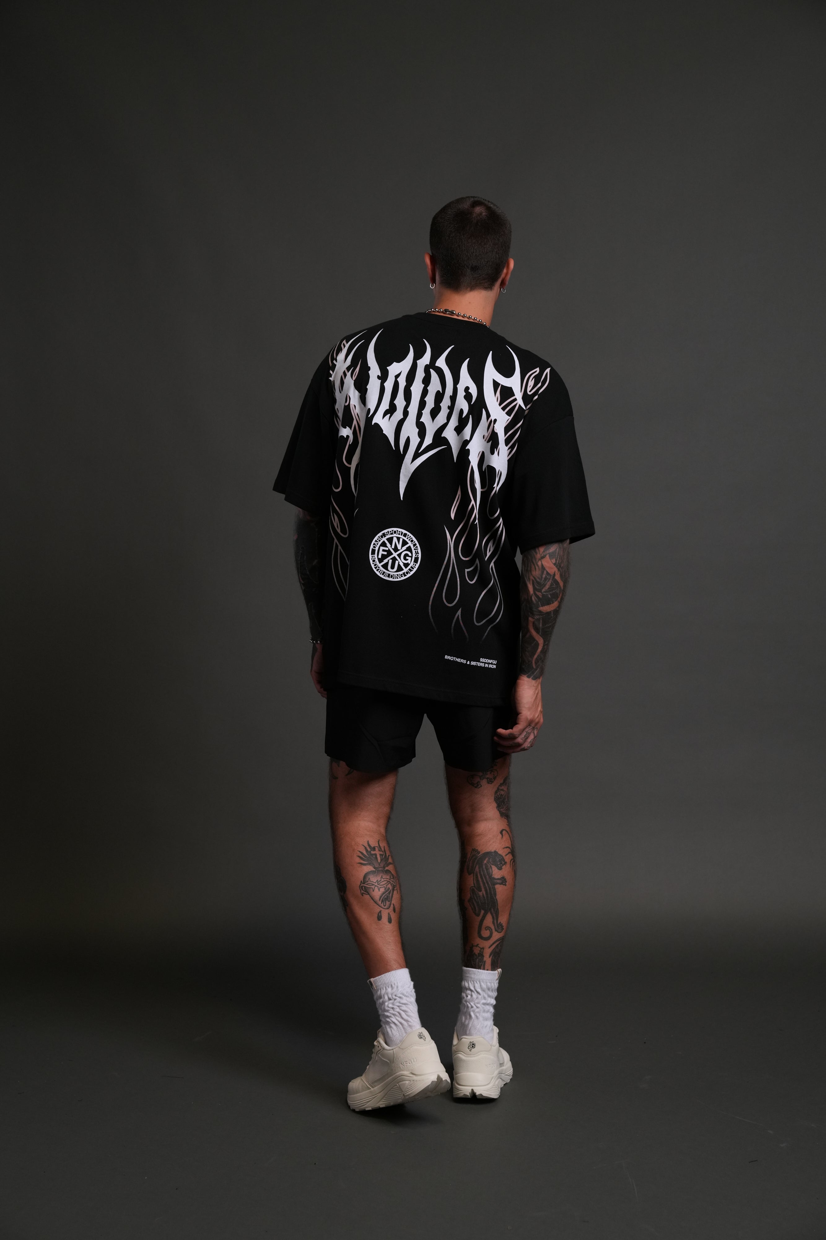 Hesh Flames Unisex "Premium" Oversized Tee in Black