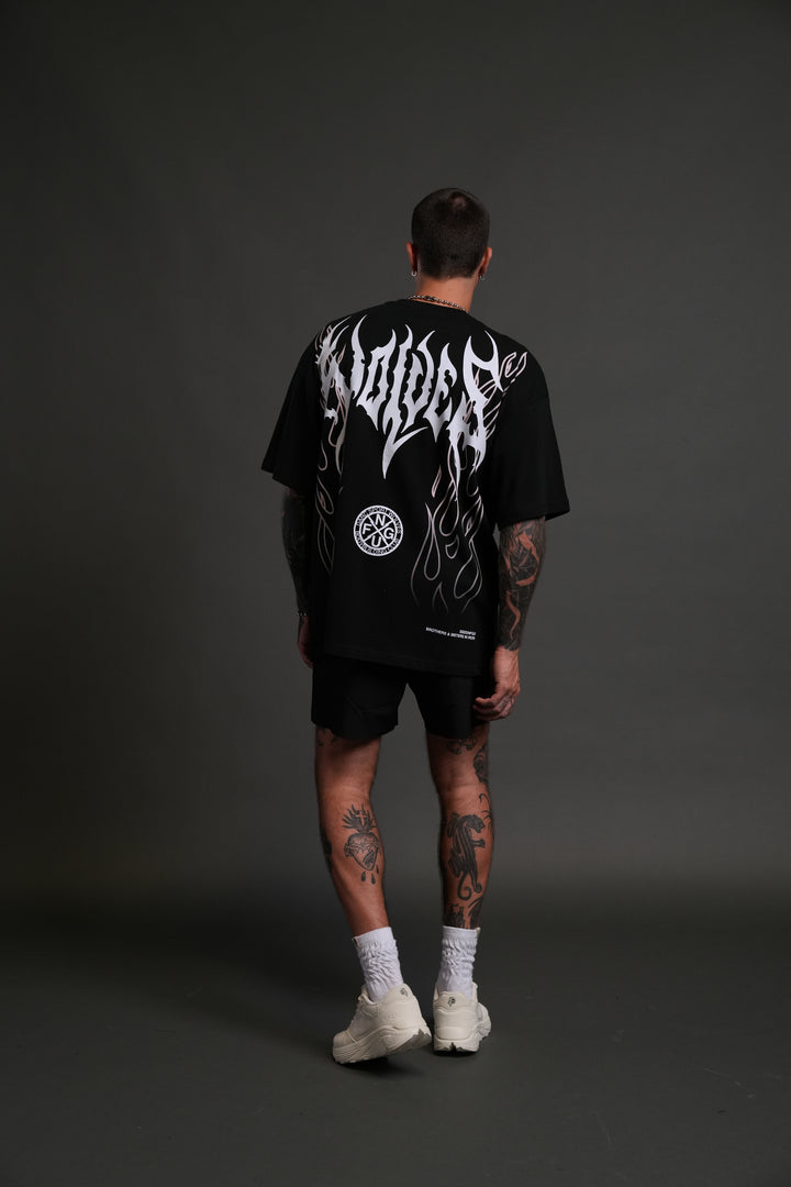 Hesh Flames Unisex "Premium" Oversized Tee in Black