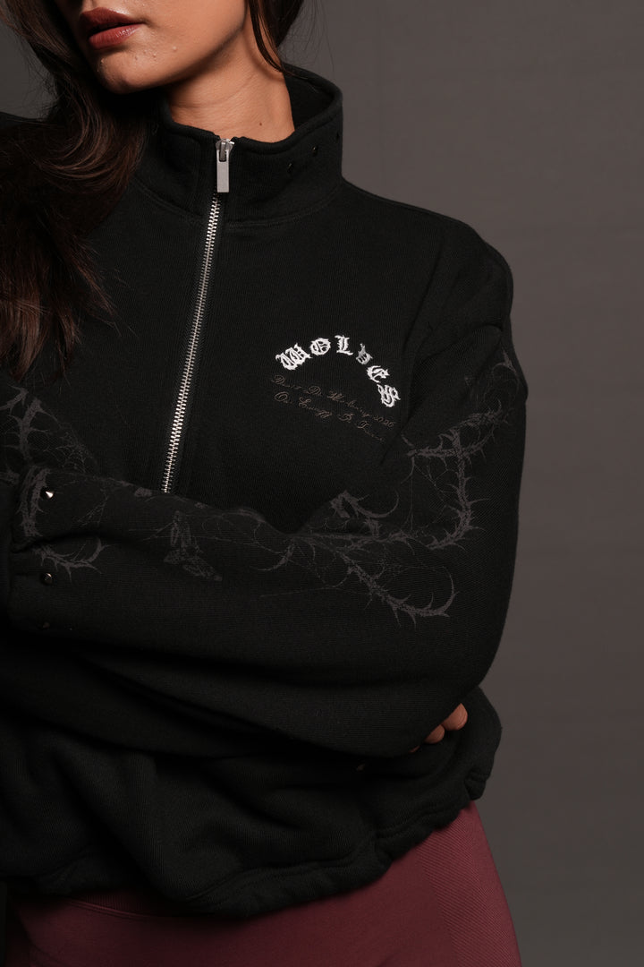 Hesh Chopper Thorns She Everson Mockneck Sweater In Black
