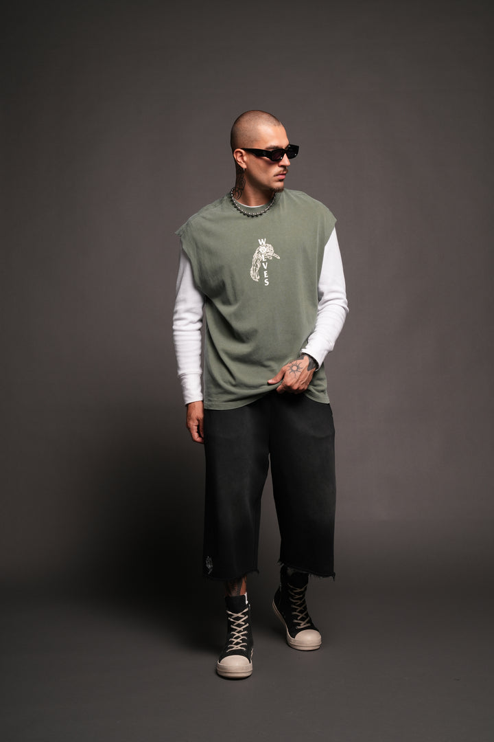 Leap Of Faith V2 Premium Muscle Tee In Green Ivy