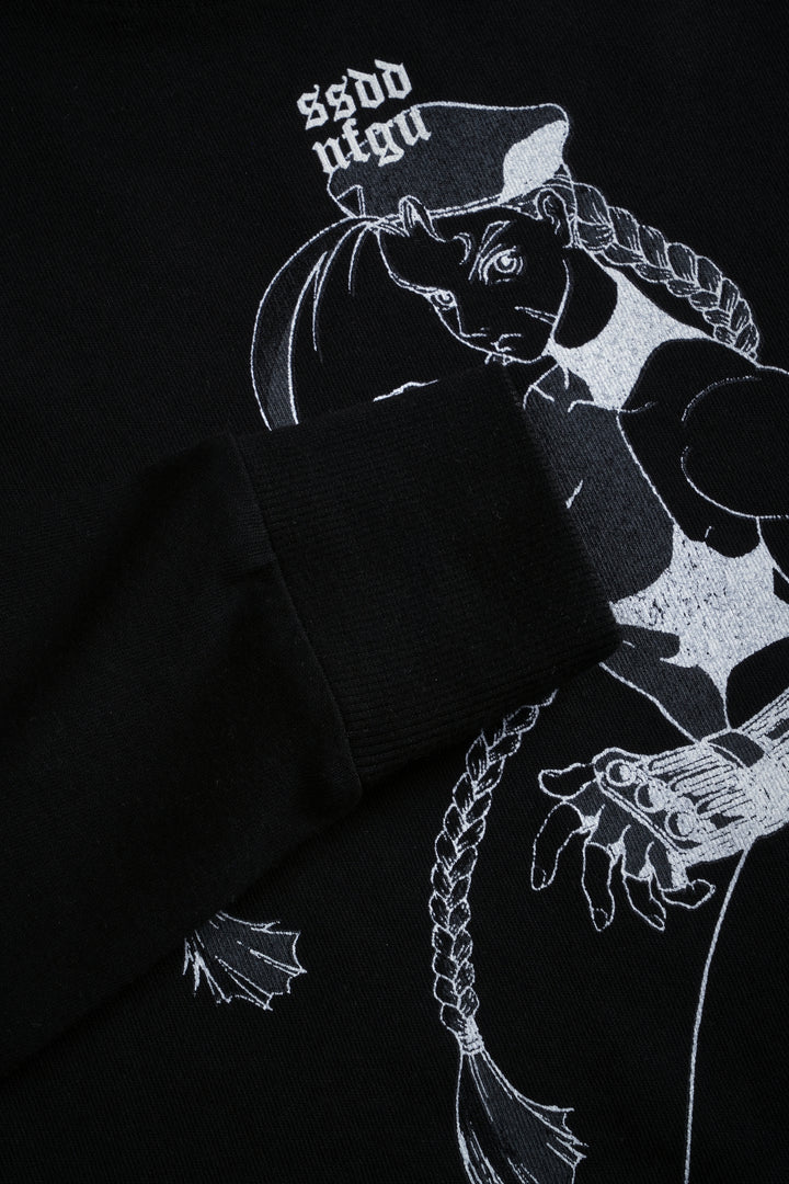 Fighter "Premium" (Cropped) L/S Tee in Black