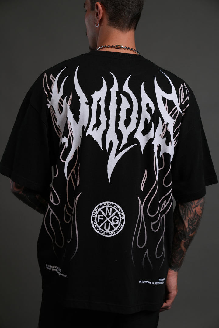 Hesh Flames Unisex "Premium" Oversized Tee in Black