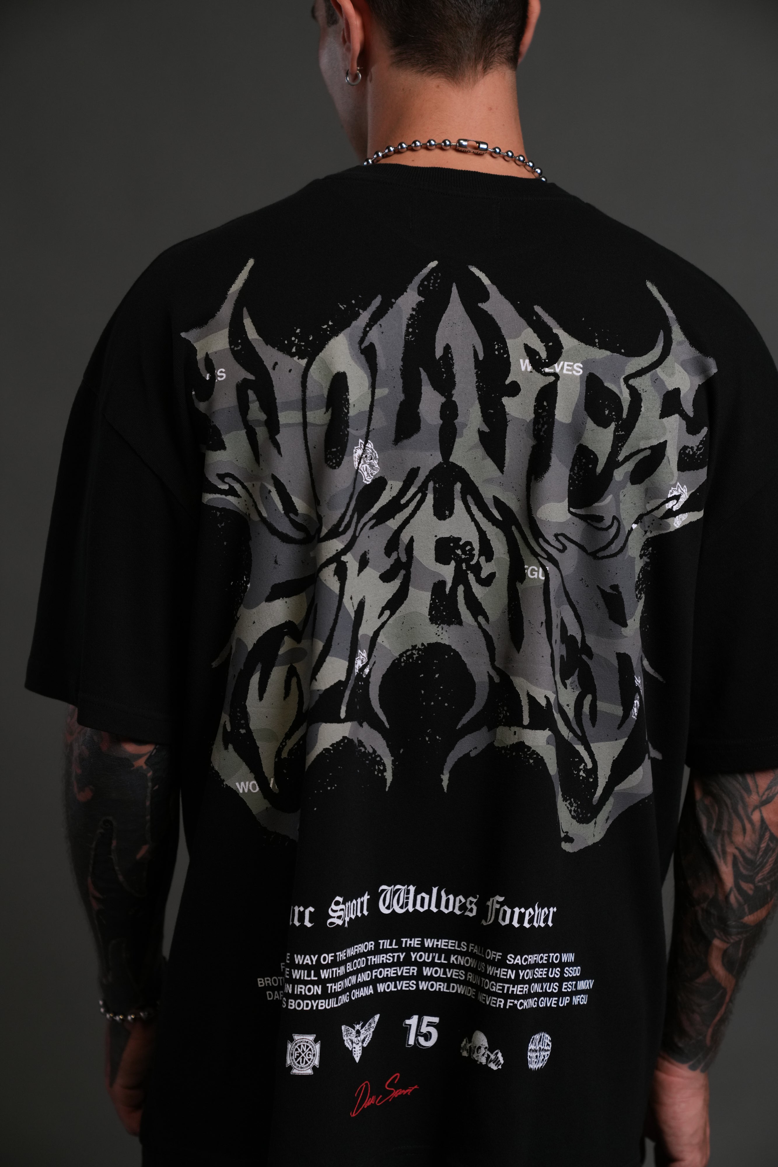Metal Camo "Premium" Oversized Tee in Black