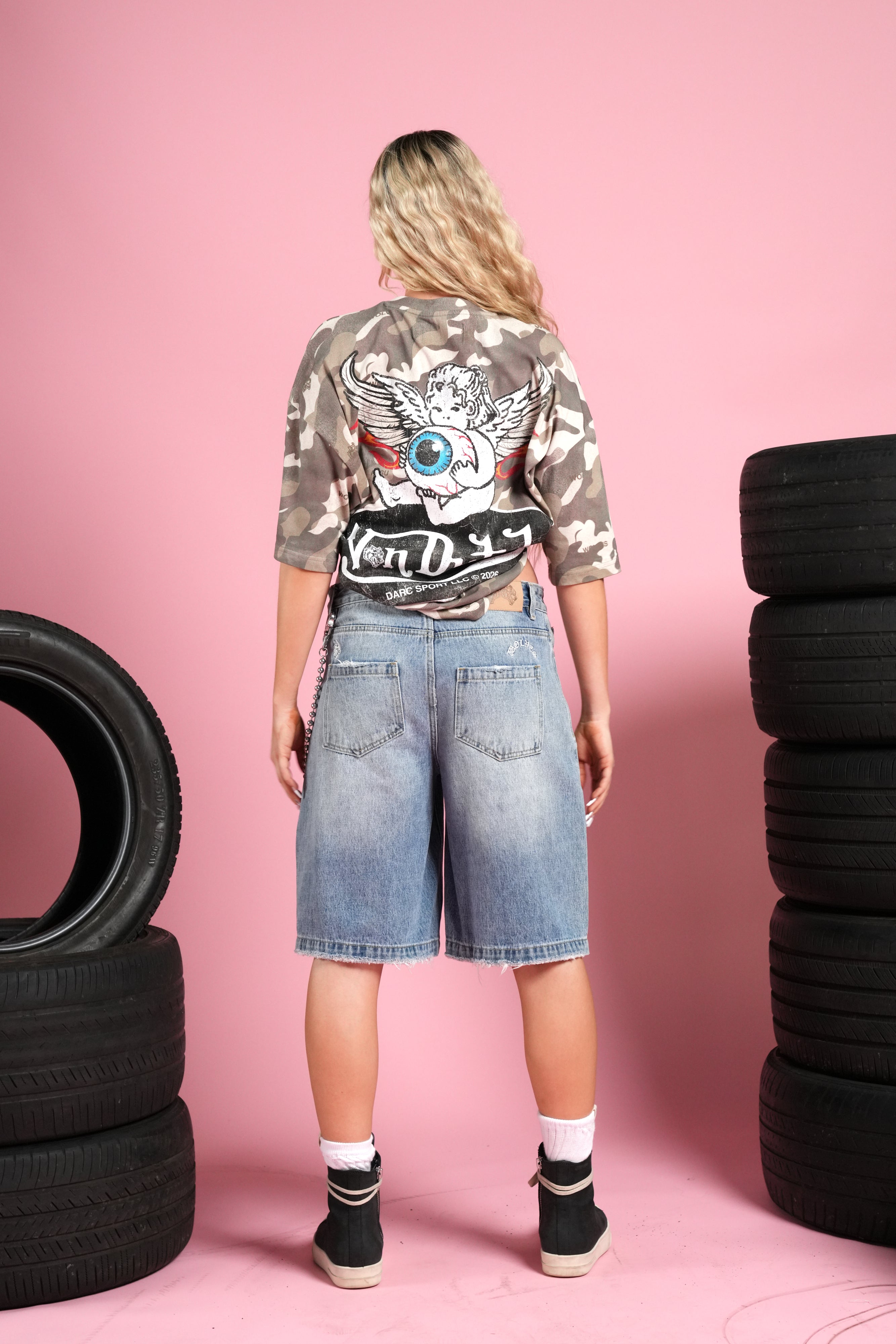 Von Wild V2 Premium Oversized Tee in Dsvd Green Camo