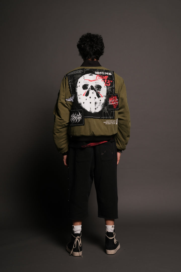 Jason Frvr Cloud Quilted Reversible Bomber Jacket In Dover Green/Taupe