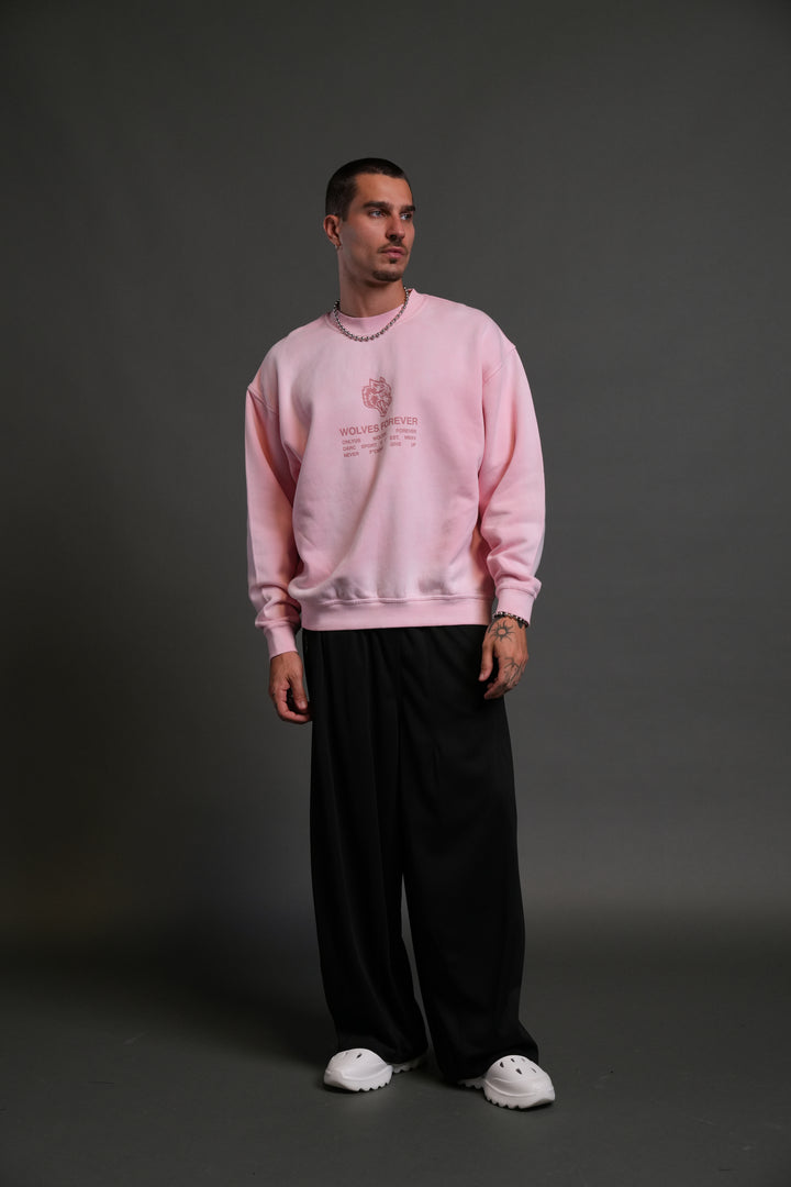 Wolves Have Your Back London Unisex Crewneck in Cherry Blossom Halo Wash