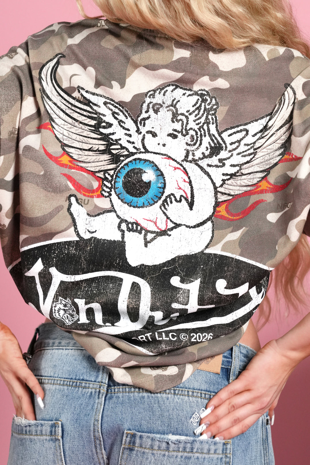 Von Wild V2 Premium Oversized Tee in Dsvd Green Camo