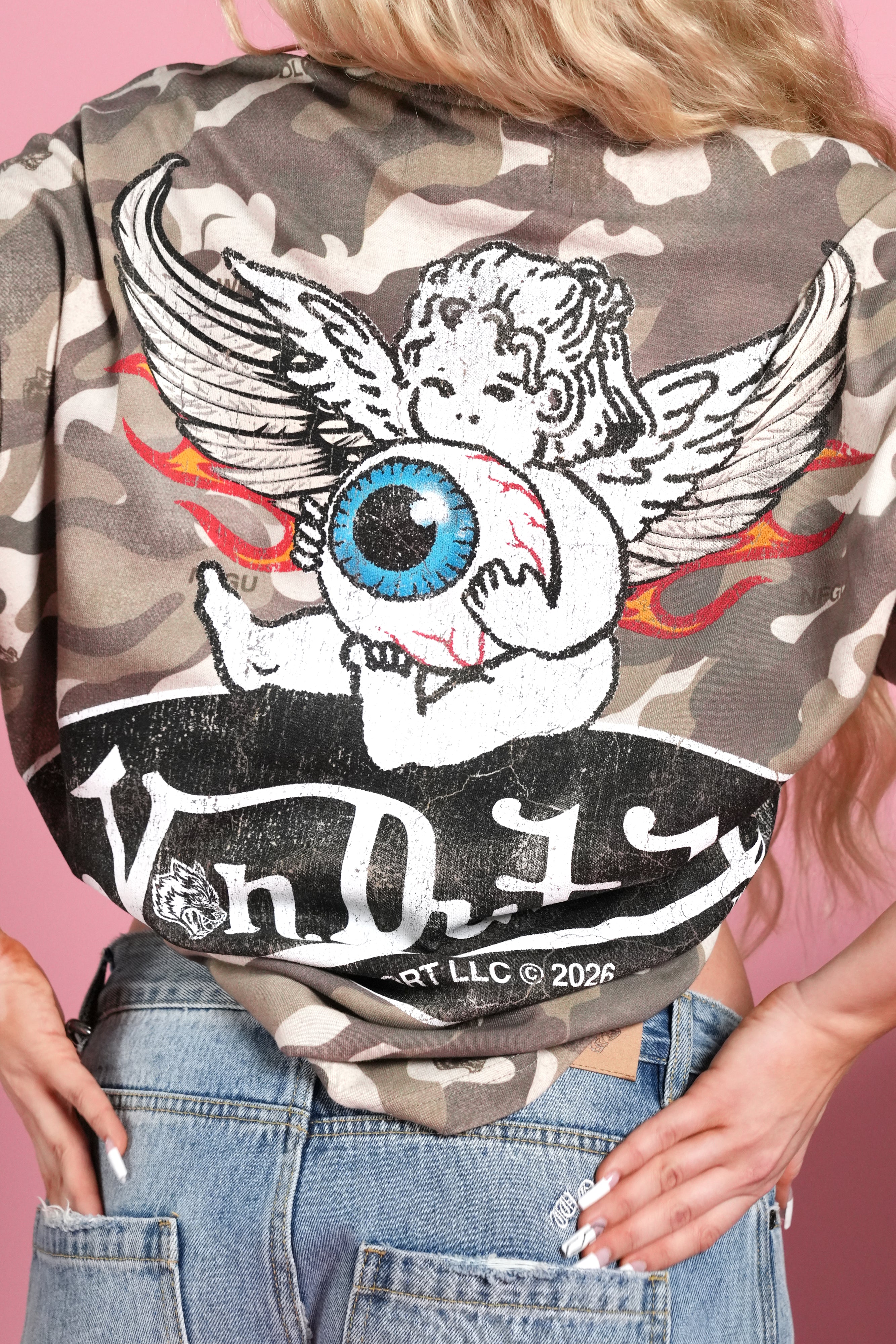 Von Wild V2 Premium Oversized Tee in Dsvd Green Camo
