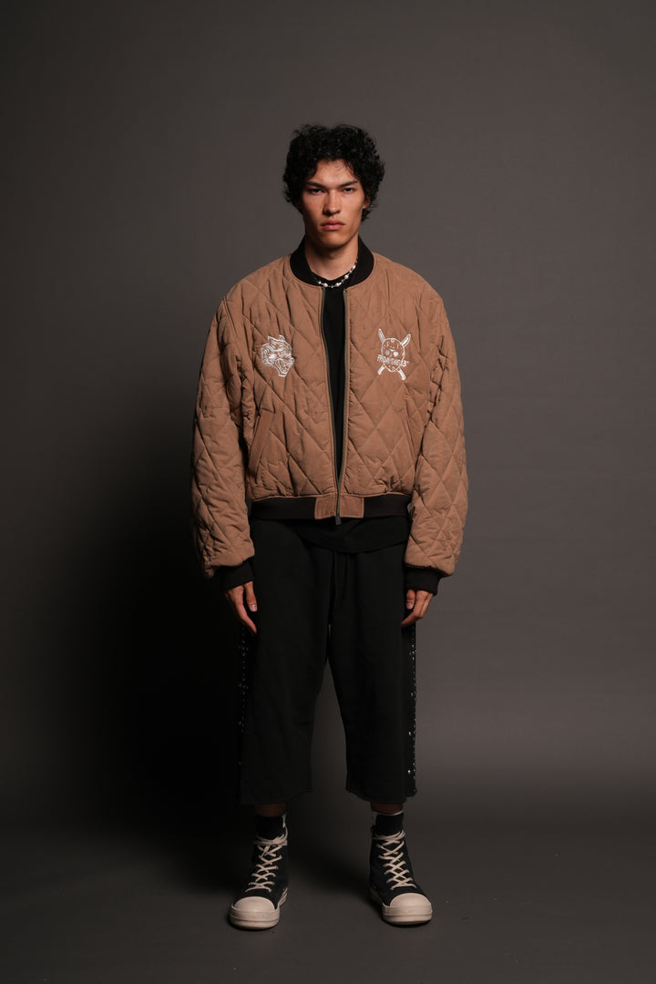 Jason Frvr Cloud Quilted Reversible Bomber Jacket In Dover Green/Taupe