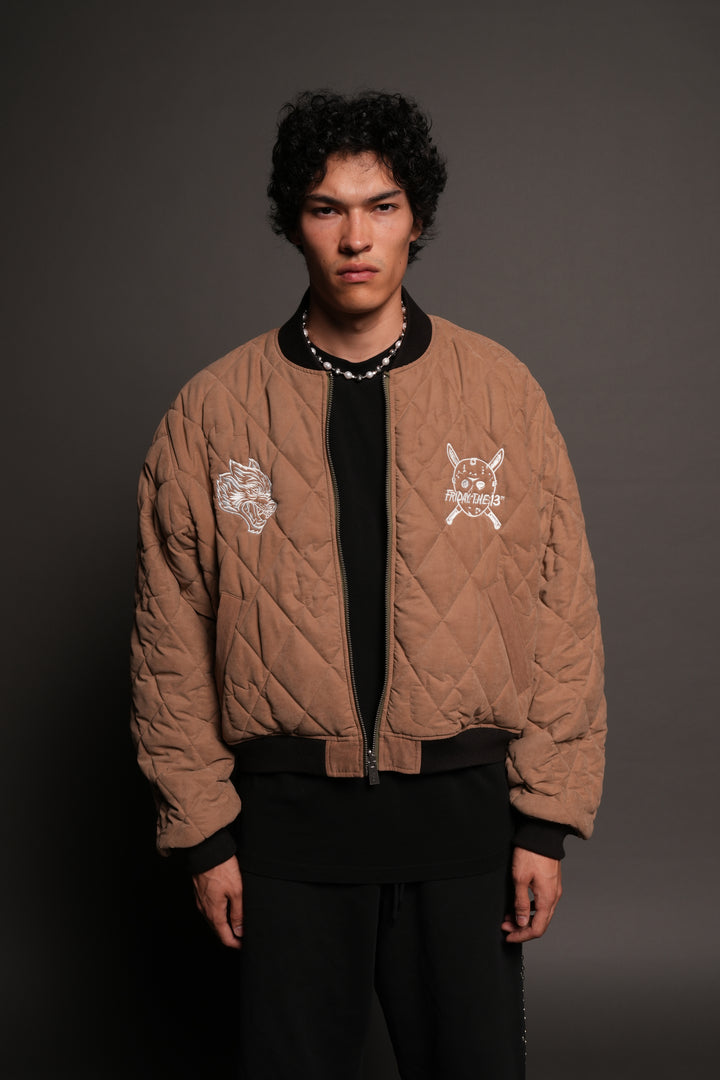 Jason Frvr Cloud Quilted Reversible Bomber Jacket In Dover Green/Taupe
