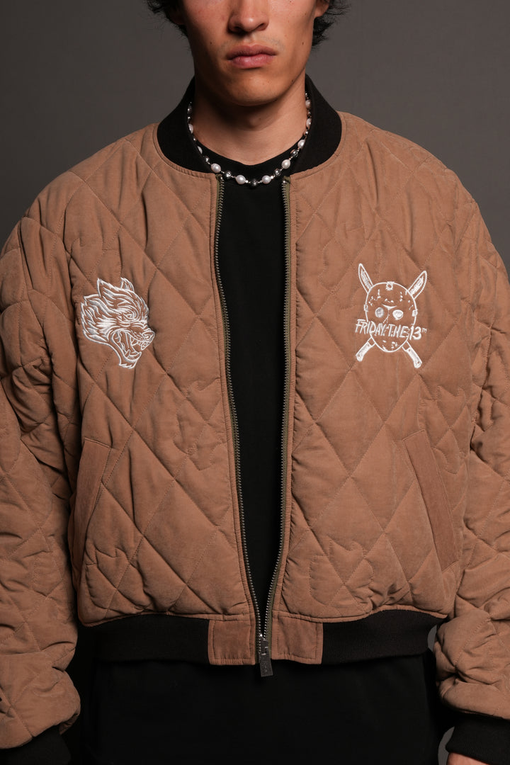 Jason Frvr Cloud Quilted Reversible Bomber Jacket In Dover Green/Taupe
