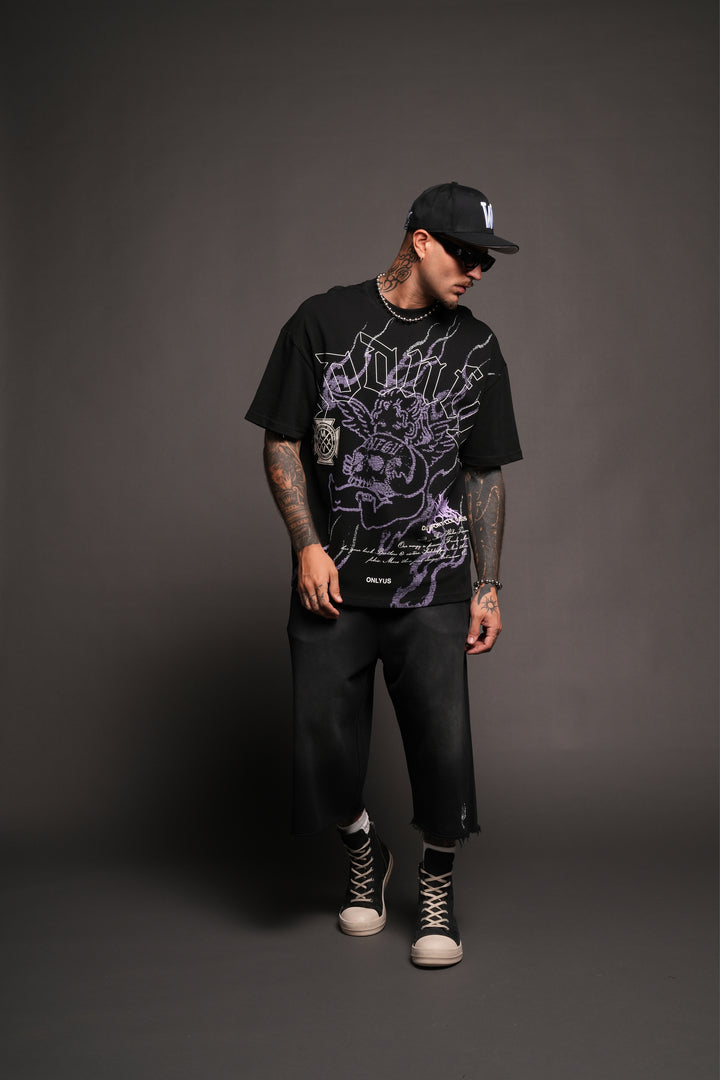 Cherub Flame Premium Tee In Black