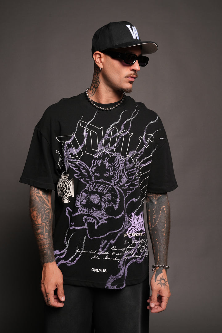 Cherub Flame Premium Tee In Black