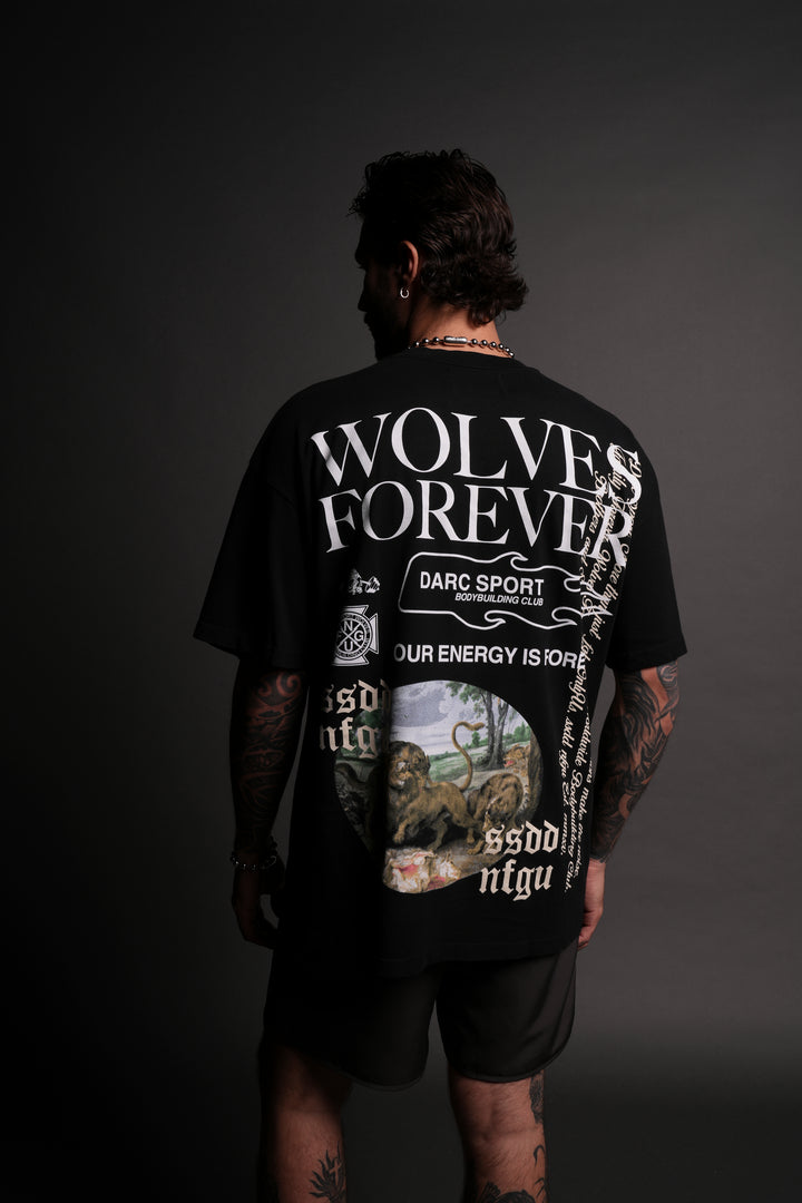 Three Wolves "Premium" Oversized Tee in Black