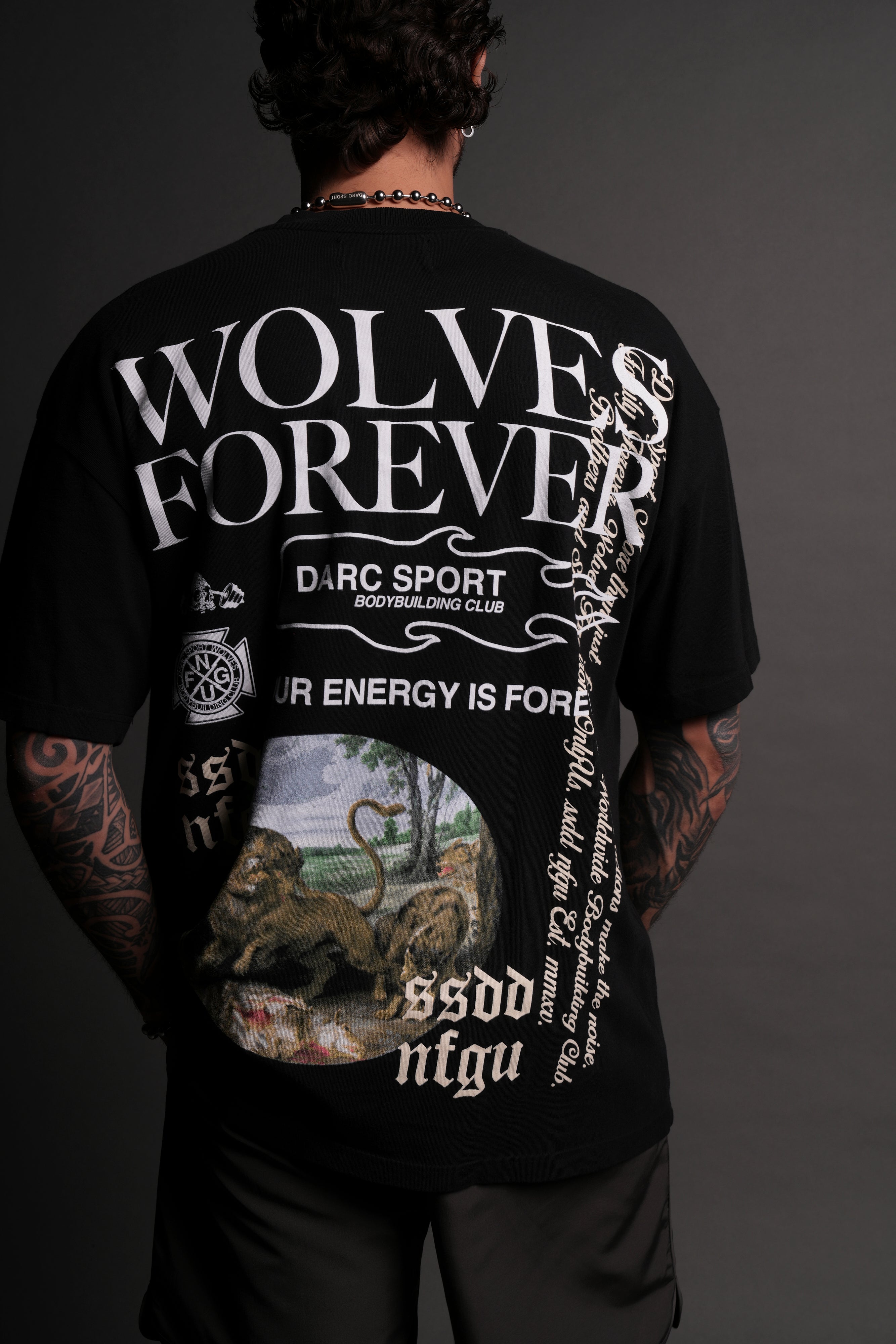 Three Wolves "Premium" Oversized Tee in Black