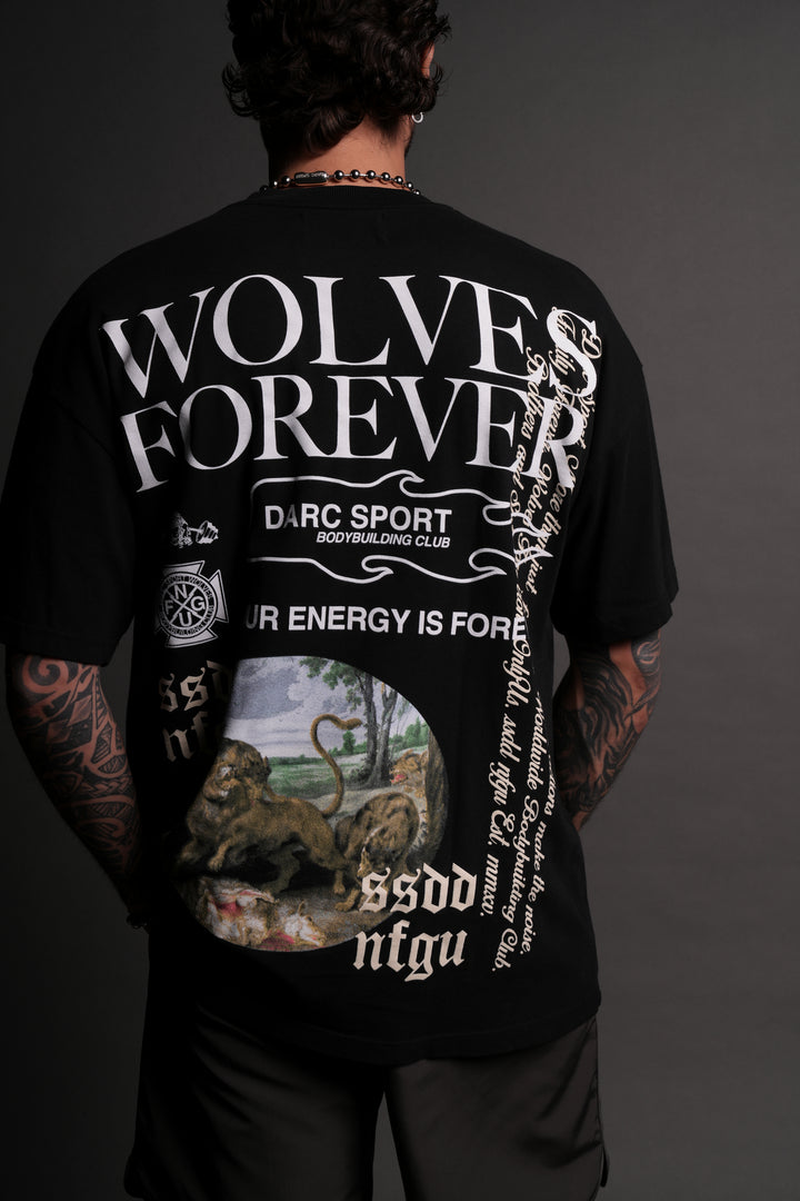 Three Wolves "Premium" Oversized Tee in Black
